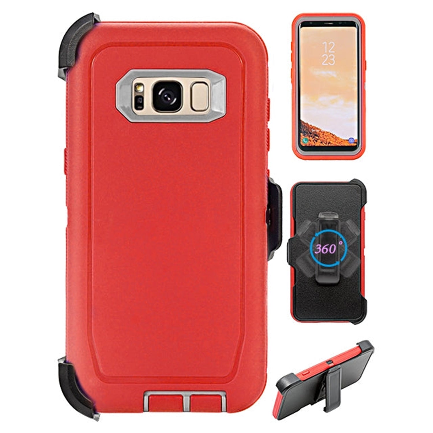 Samsung Galaxy S8 Heavy Duty Shock Reduction Case with Belt Clip (No Screen)