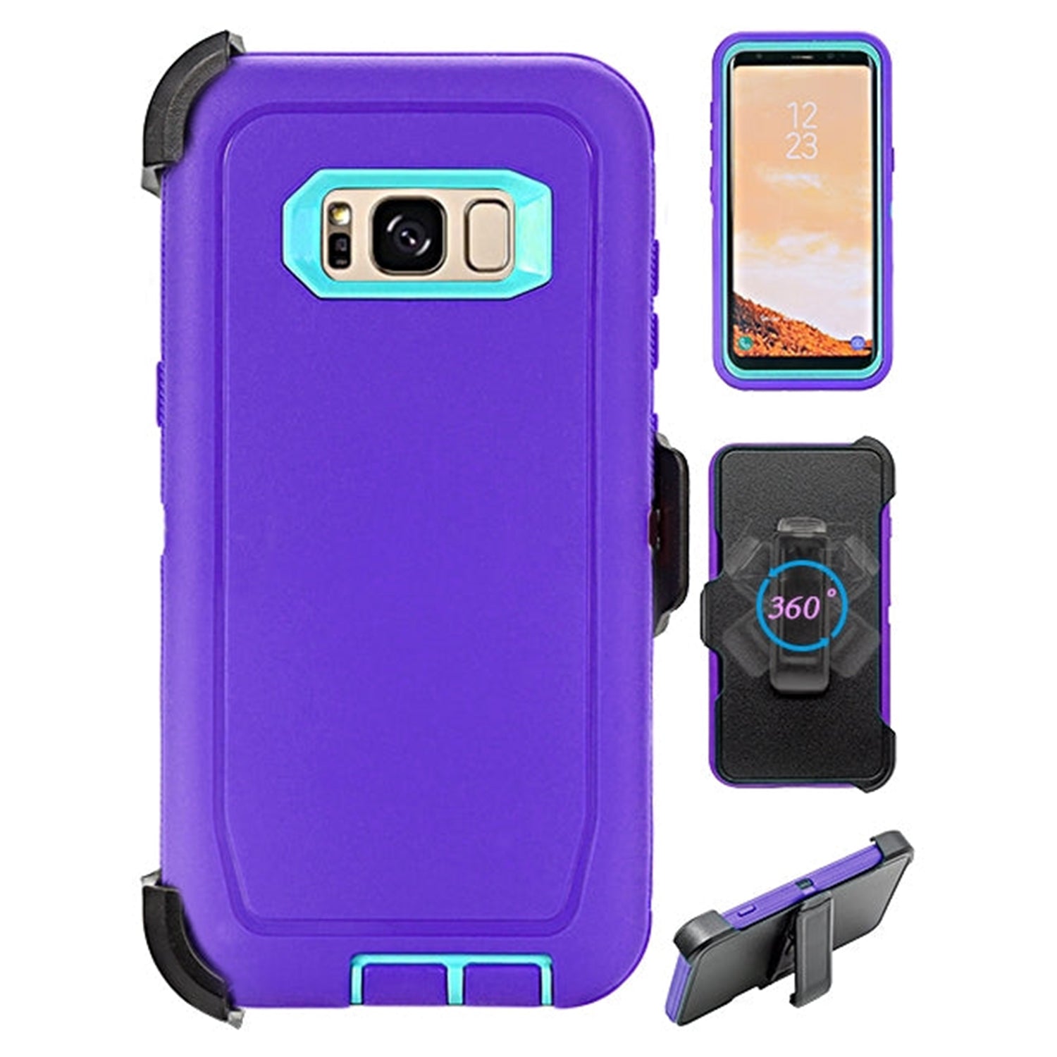 Samsung Galaxy S8 Heavy Duty Shock Reduction Case with Belt Clip (No Screen)