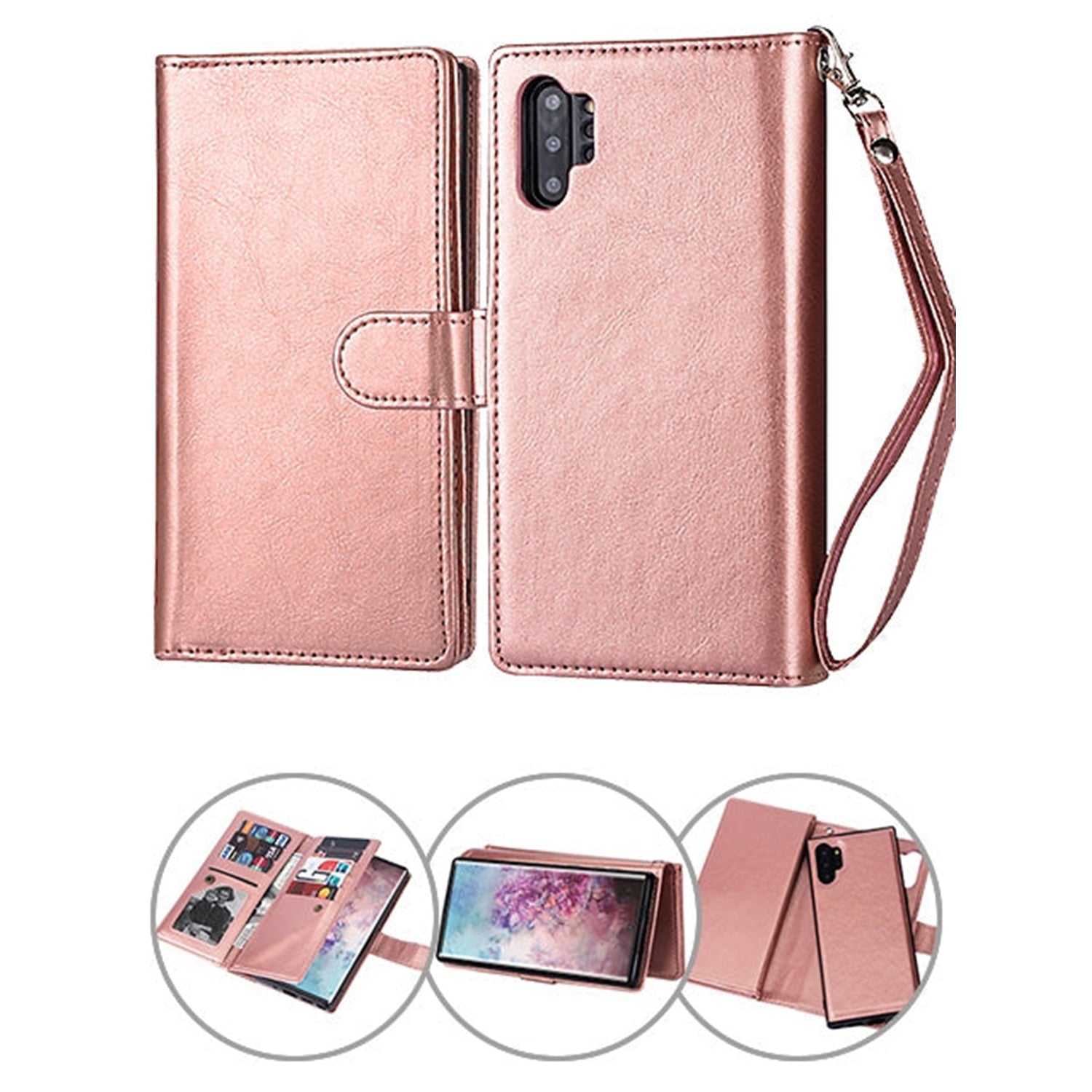 Samsung Galaxy Note 10 Plus 2 in 1 Leather Wallet Case With 9 Credit Card Slots and Removable Back Cover