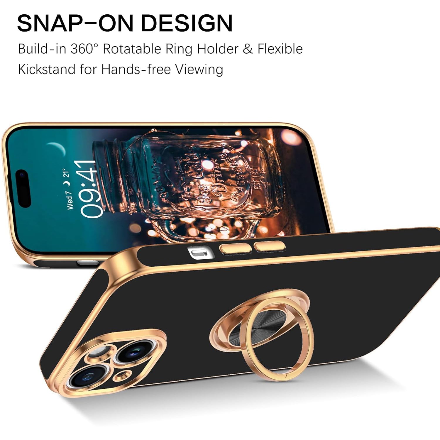 iPhone 14 Plus Fashion Ring Magnetic GPS car mount Phone Holder Case