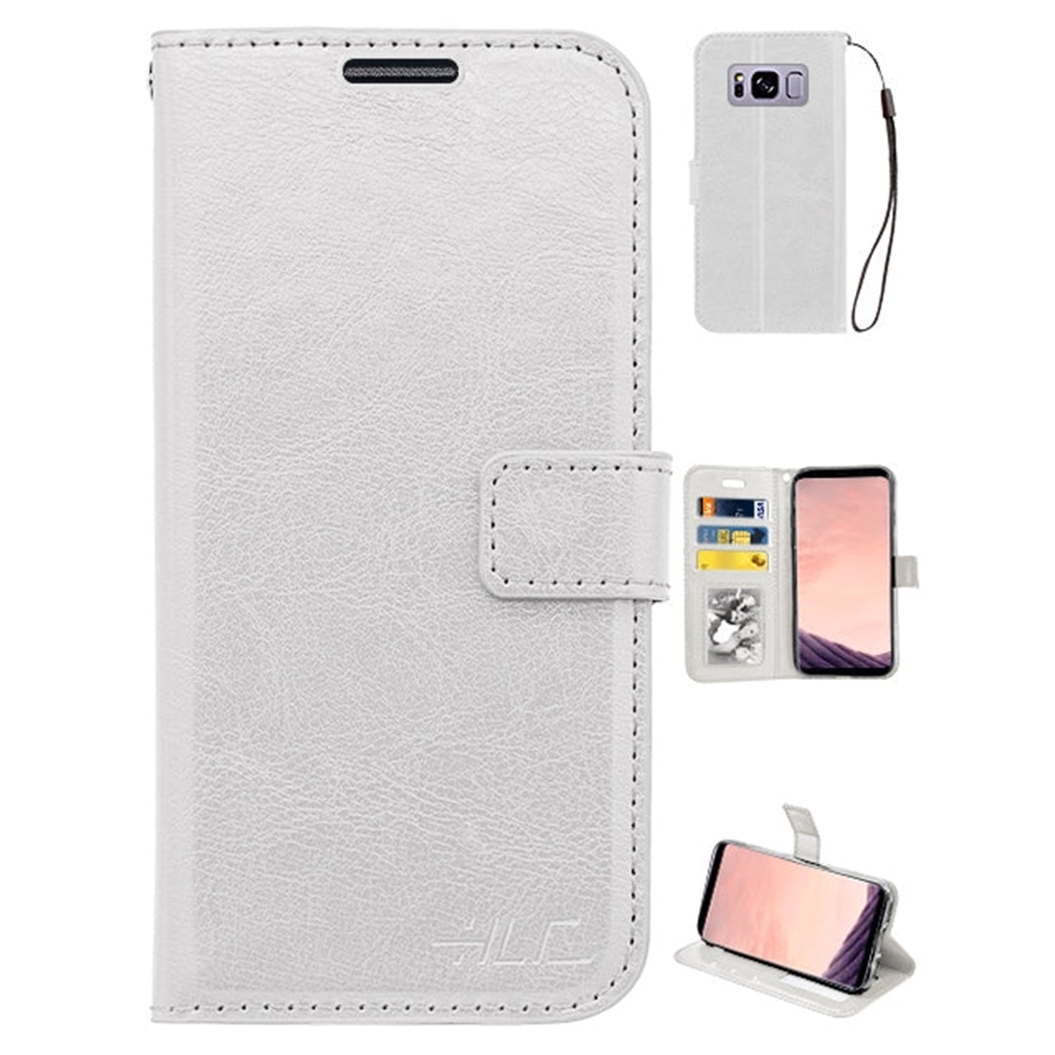 Real Plain Leather Wallet Case for Galaxy S8 Plus