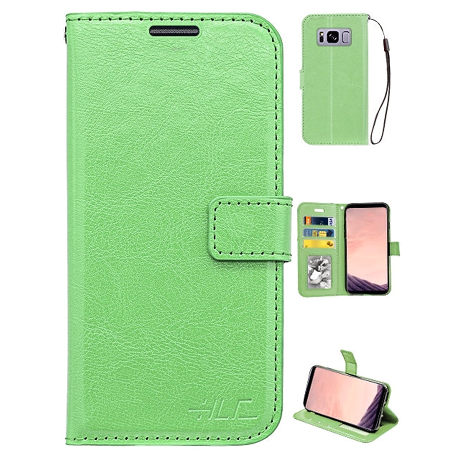 Real Plain Leather Wallet Case for Galaxy S8 Plus