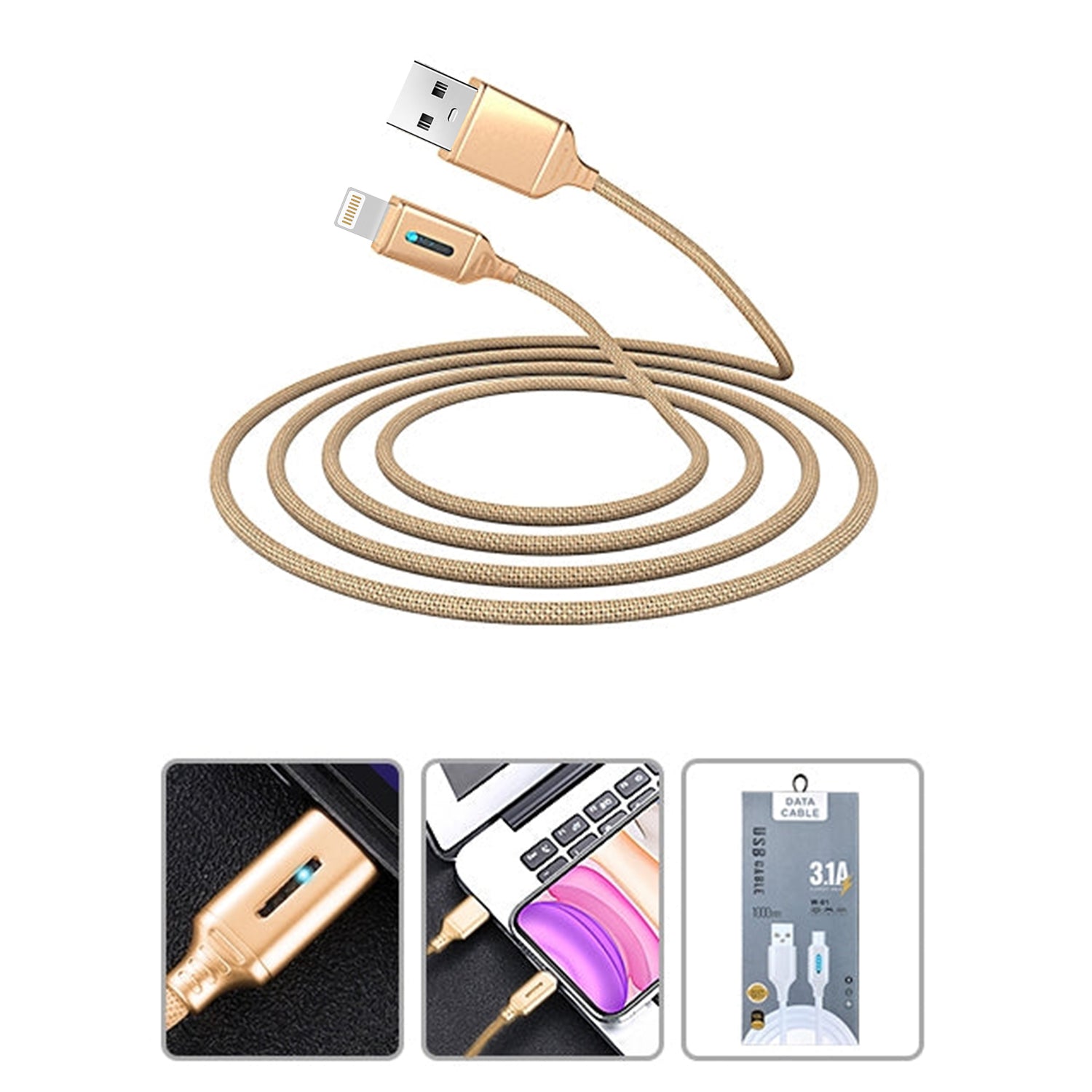 LED Visible Flowing Fast Charging Lightning USB Cable