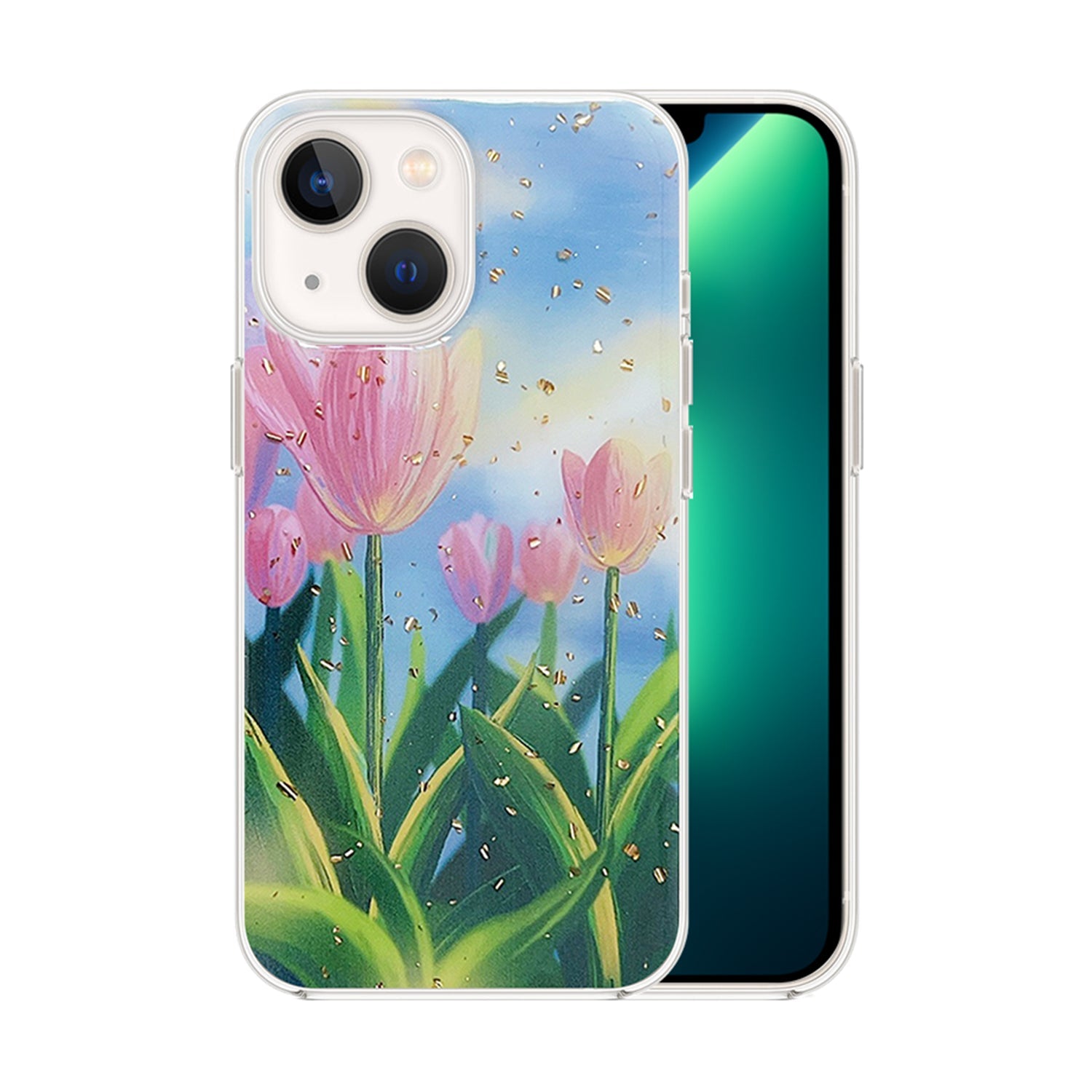 iPhone 13 Mini TPU oil painting flower shiny summer case