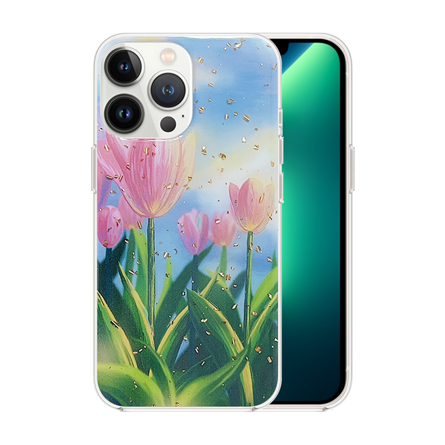 iPhone 13 Pro TPU oil painting flower shiny summer case