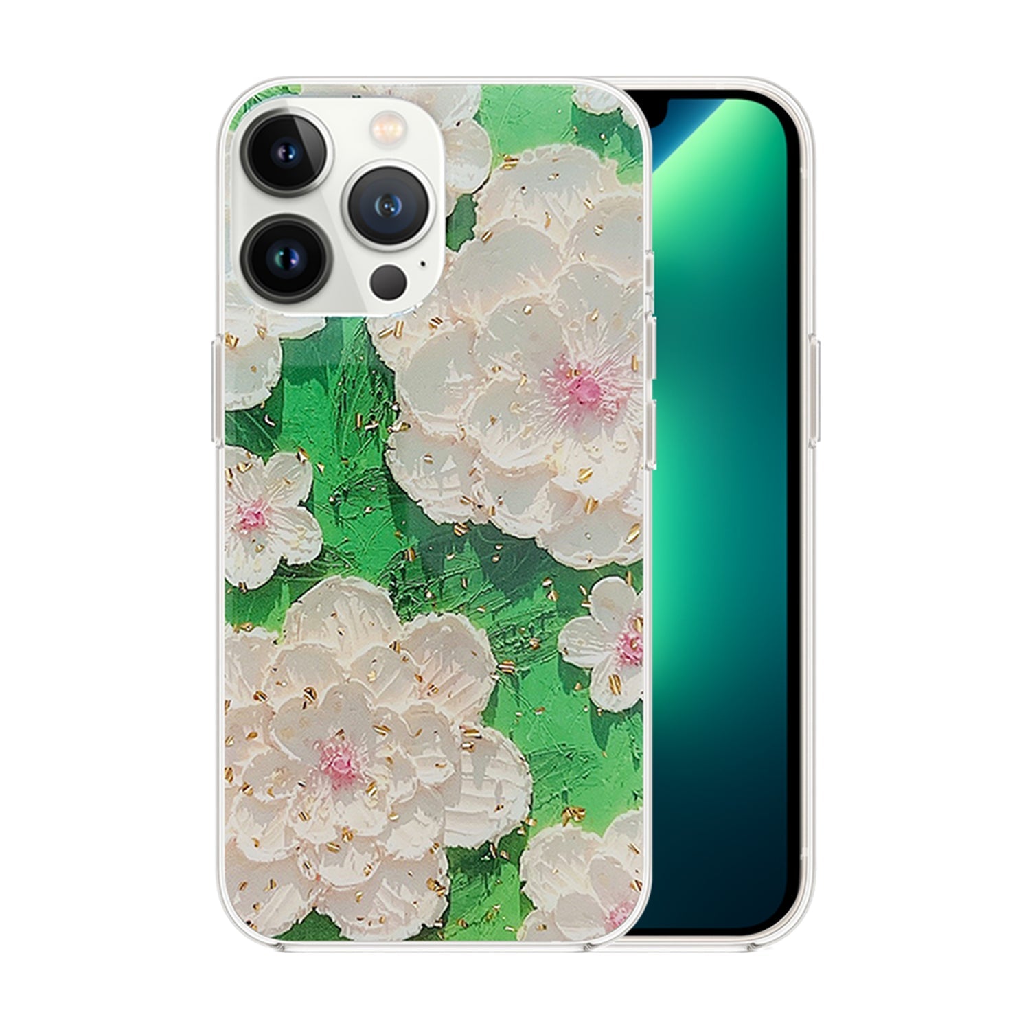 iPhone 13 Pro Max TPU oil painting flower shiny summer case