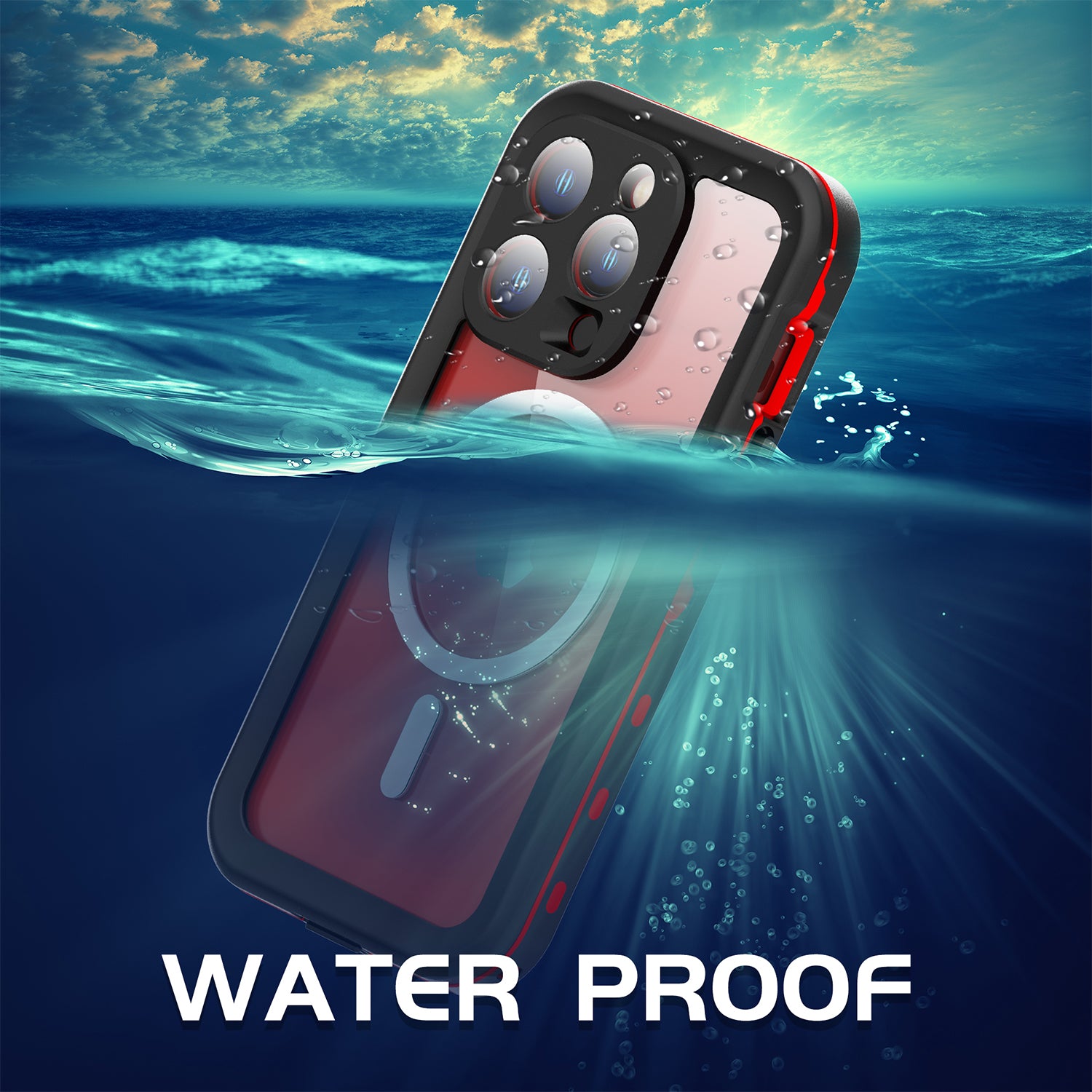iPhone 15 Pro 360 Full Protective Waterproof Case With Built-in Screen Fingerprint Protector