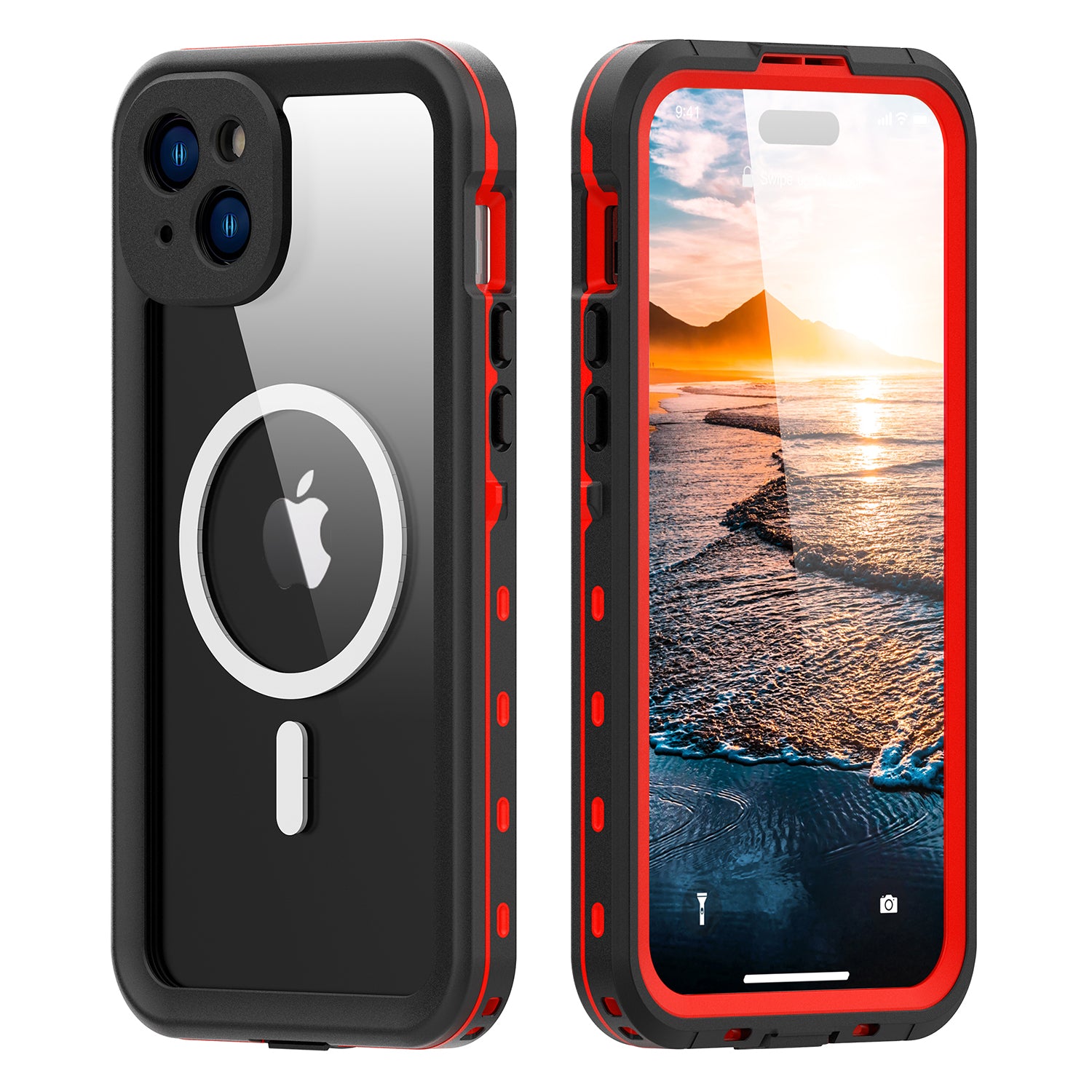 iPhone 15 Plus 360 Full Protective Waterproof Case With Built-in Screen Fingerprint Protector