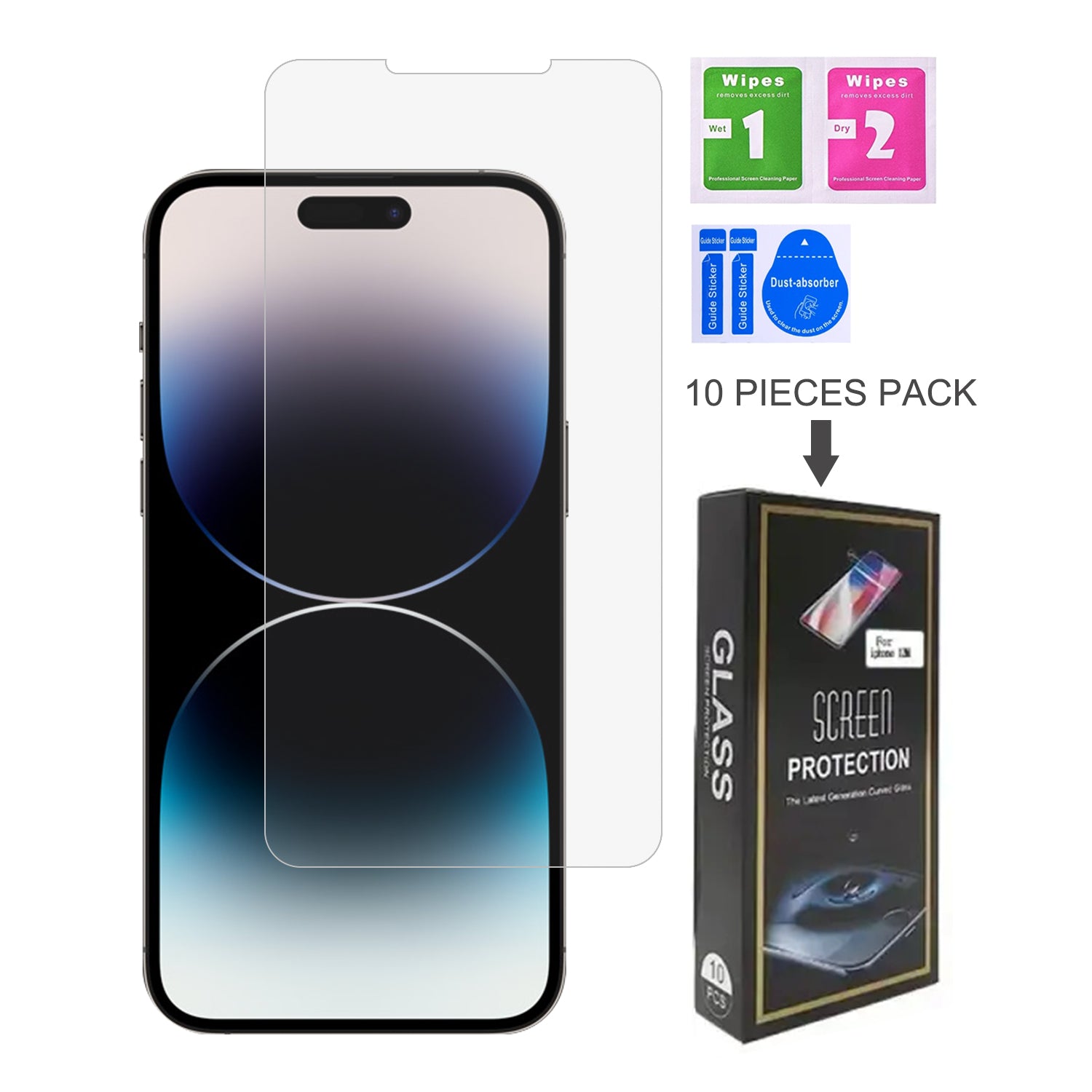 iPhone 14 Pro (6.1'')Clear Tempered Glass