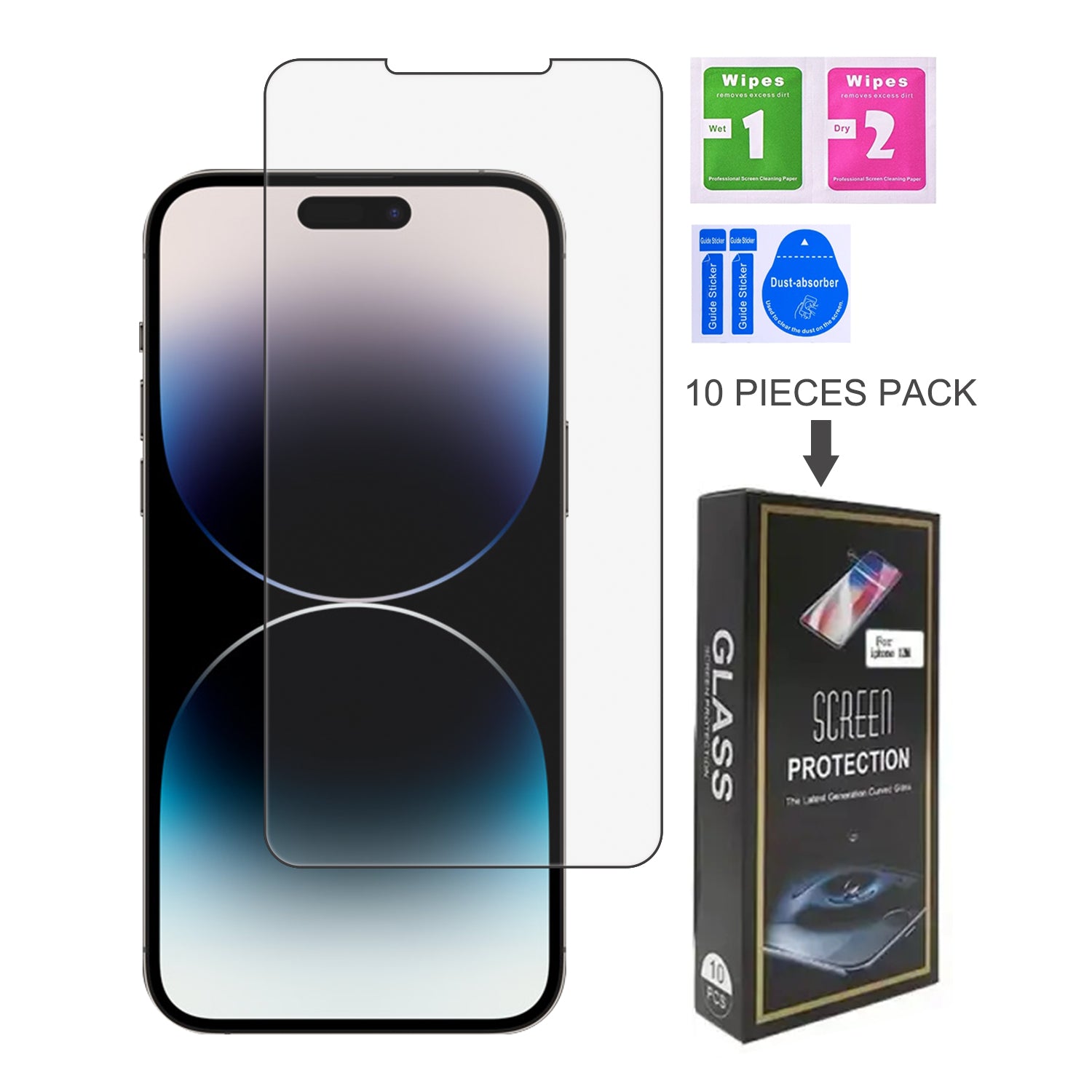 iPhone 14 Pro Max (6.7'')Black Tempered Glass