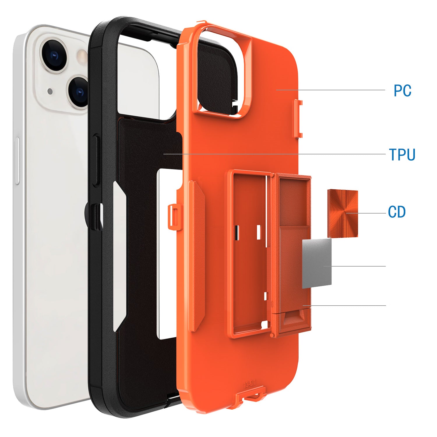 iPhone 14/13 (6.1 ") Kickstand fully protected heavy-duty shockproof case