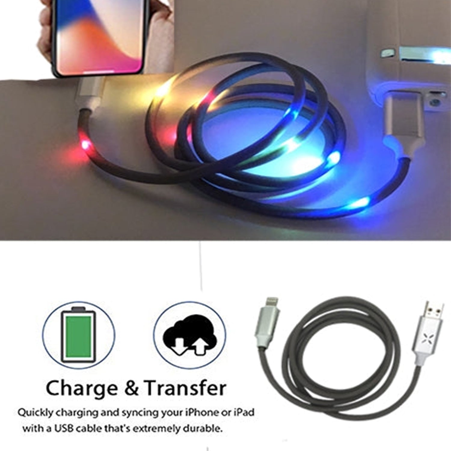 Voice controlled 8 Pin USB Lightning flash data line,USB Charging Cable