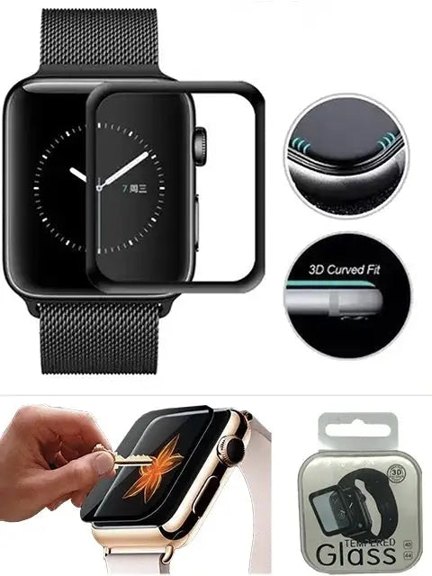 Black 1PCS 44 MM 3D Curved Tempered Glass for Apple i Watch 5/4/3/2/1