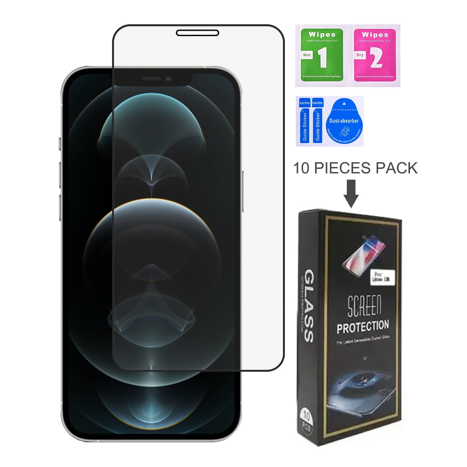 iPhone 12 Pro Max (6.7") Black Tempered Glass