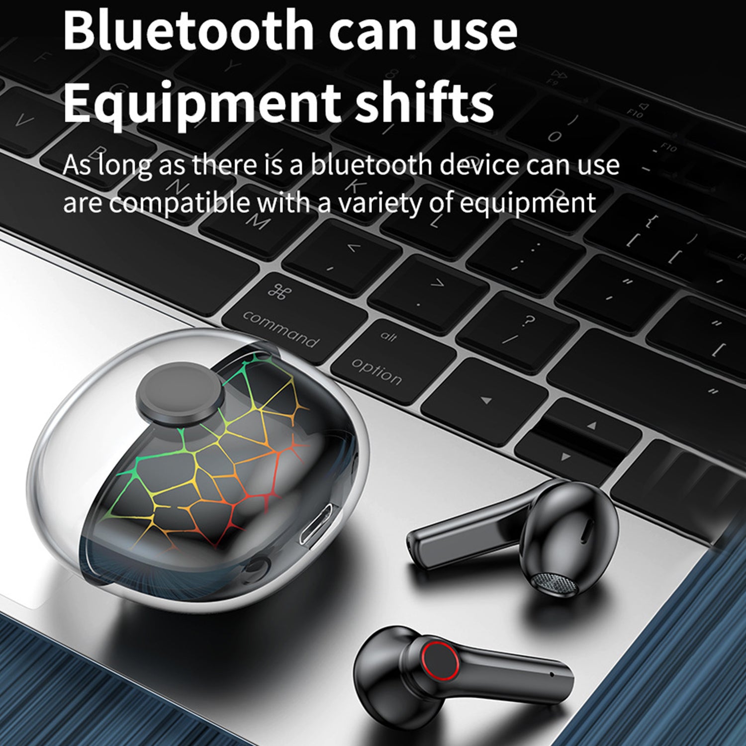 Wireless Bluetooth Transparent Crack Light Noise Reduction Earphones