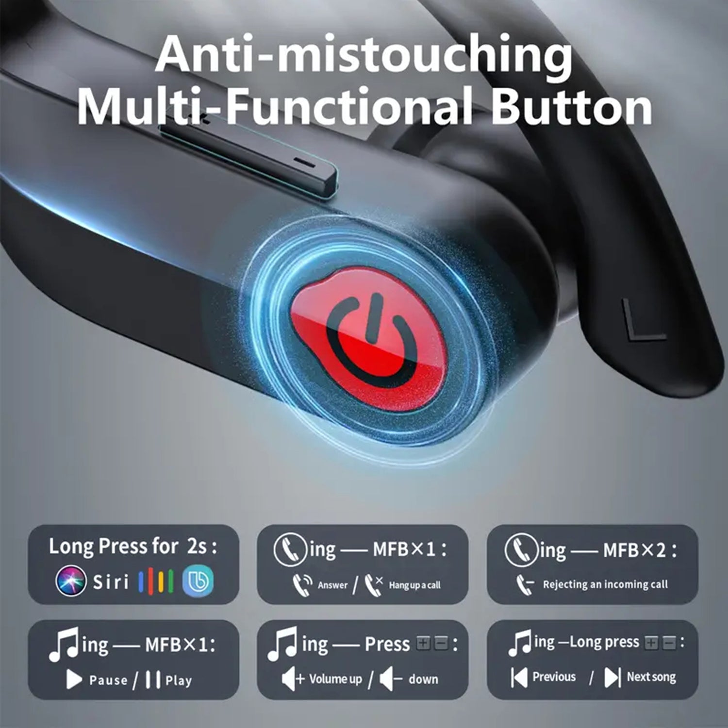Long range wireless Bluetooth headset with Charged quantity display-Black