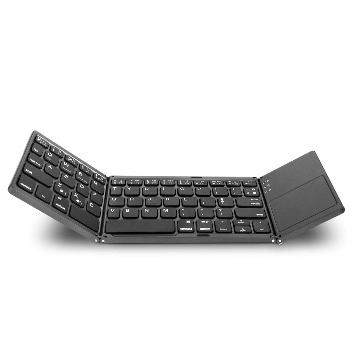 Portable Folding Wireless keyboard Bluetooth Rechargeable BT Touchpad Keypad for IOS/Android/Windows ipad Tablet-Black