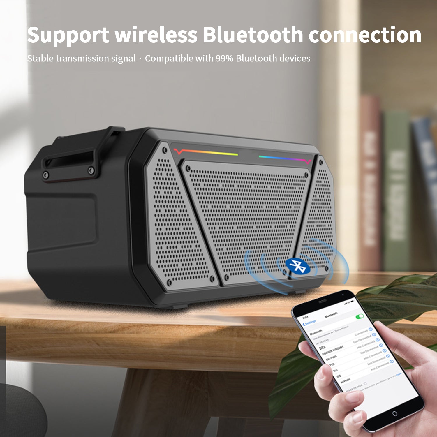 Wireless dazzle colour outdoor karaoke remote controller Bluetooth speaker-Black