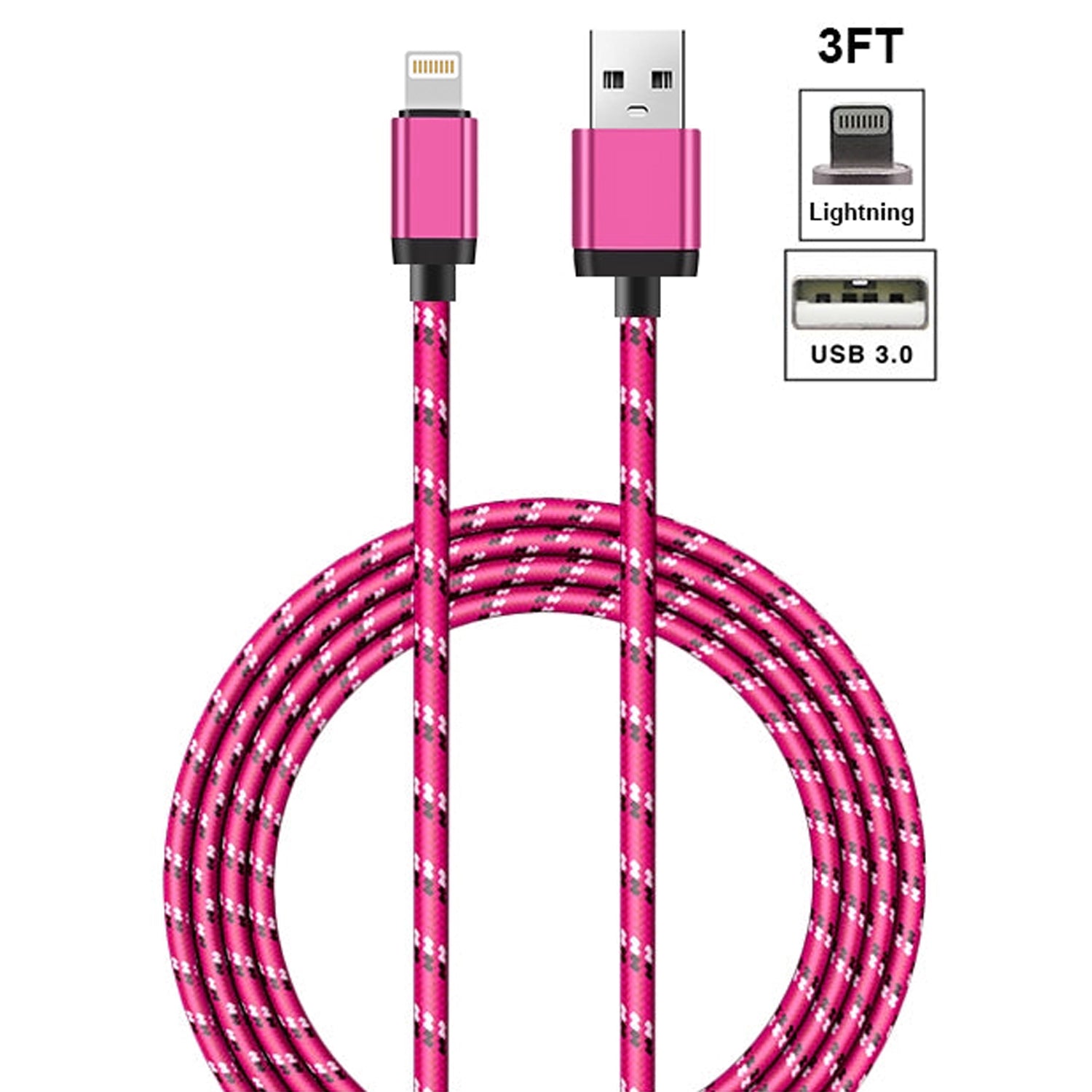 Woven Braided Fast Charge Cable for iPhone Woven Braided Dual Color Cable for iPhone 11/11 Pro /11 Pro Max/ Xs Max/ X / XS/ 8 / 7  (3FT)  (3FT)