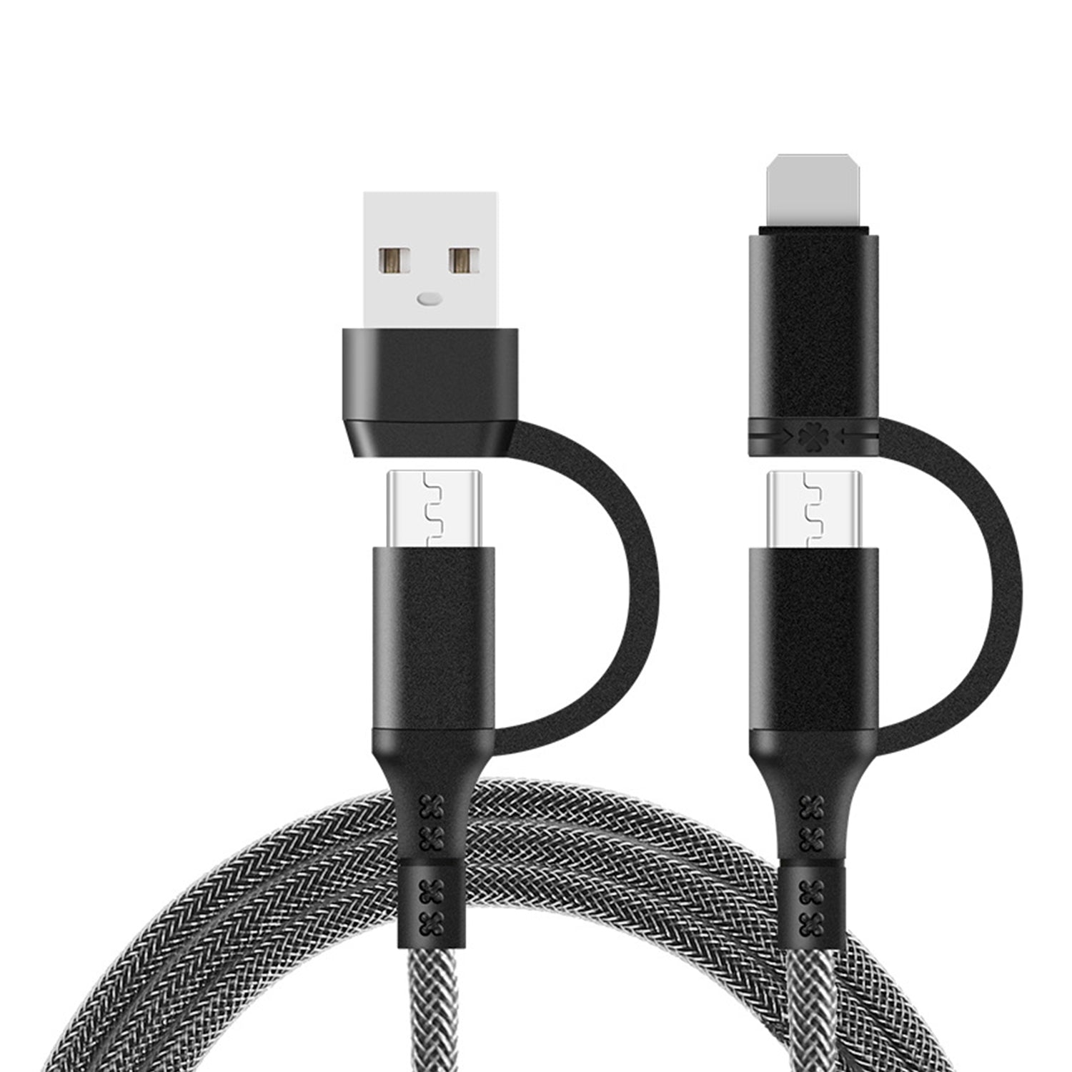 4 in 1 (Type-C/USB) to (Type-C/ Lightning) 65W fast charging cable-Black