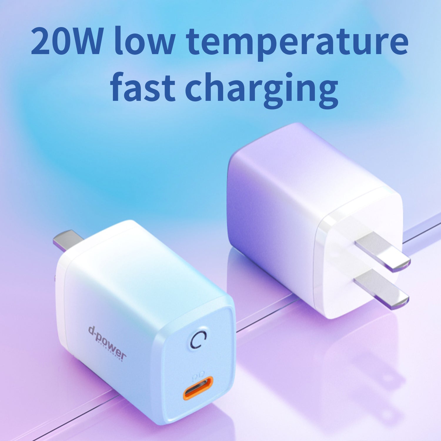 20W PD (Type-C+Lightning) dazzle  quick chargers-Blue