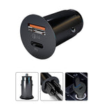 30W Dual Ports (USB3.0+ Type C)Car Adapter Dual Ports for iPhone 13/12/11 and Other Devices