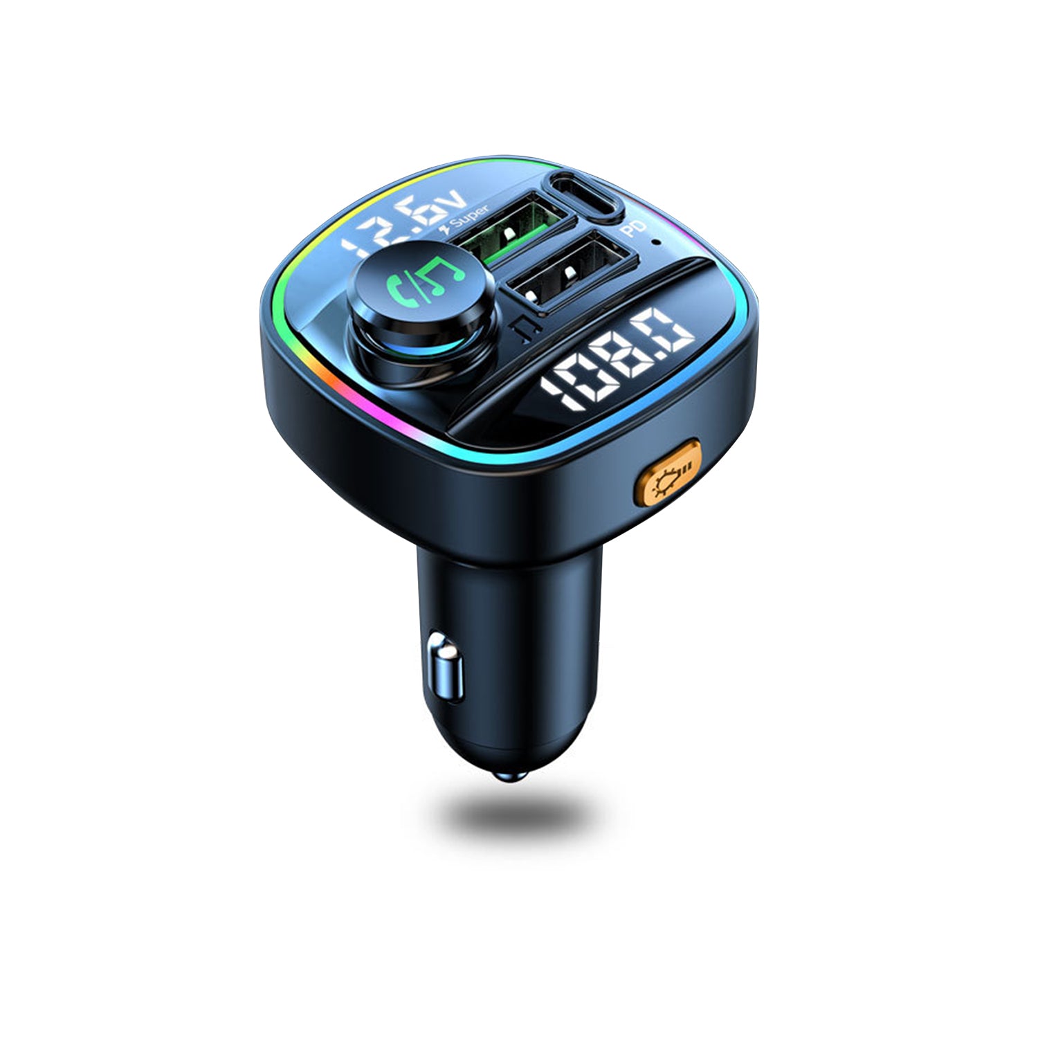 3 in1 Car charger, dual display voltage detection MP3 Bluetooth player multi-function color charging