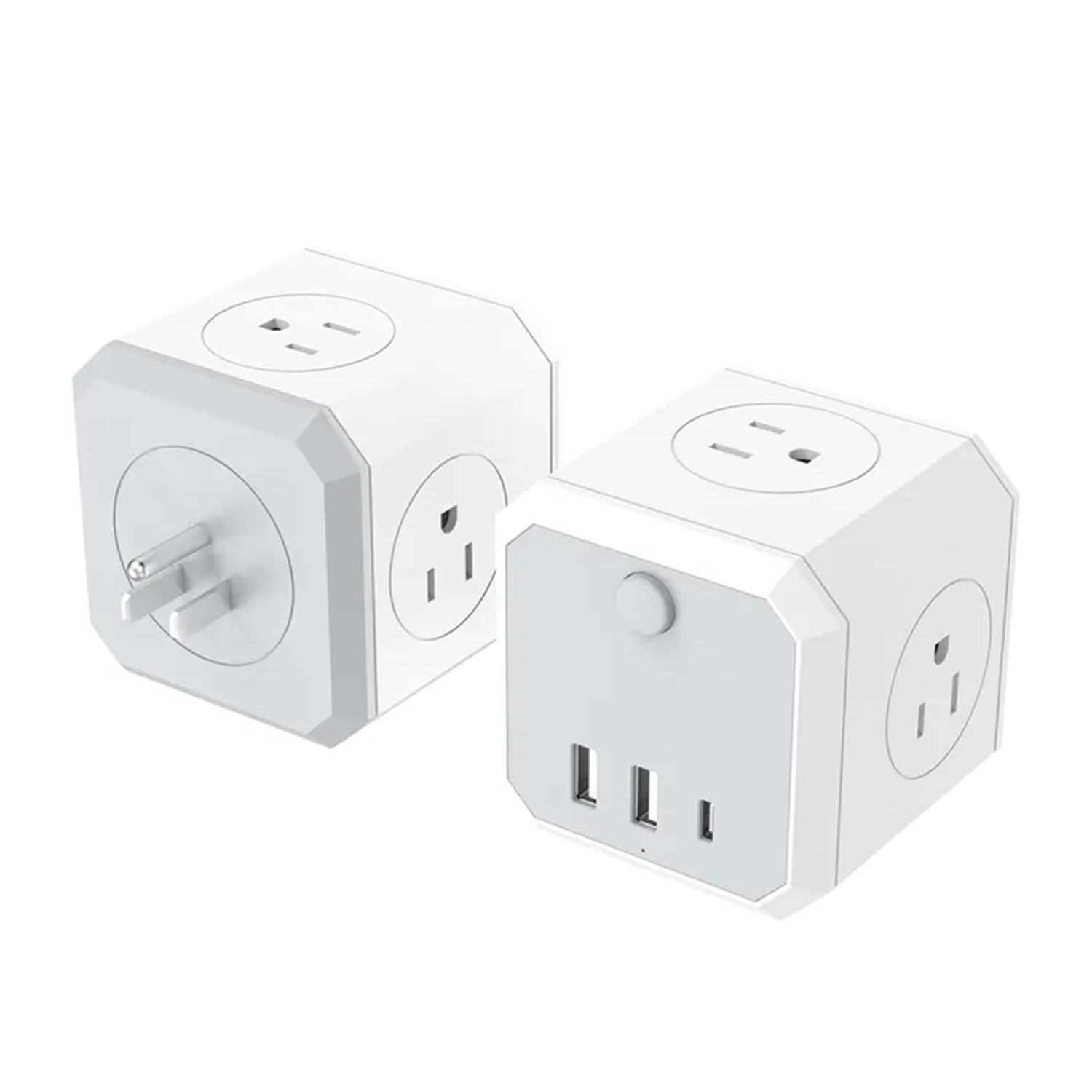 3 USB Ports 4-Sided Socket Power Fast Charging Adapter-White