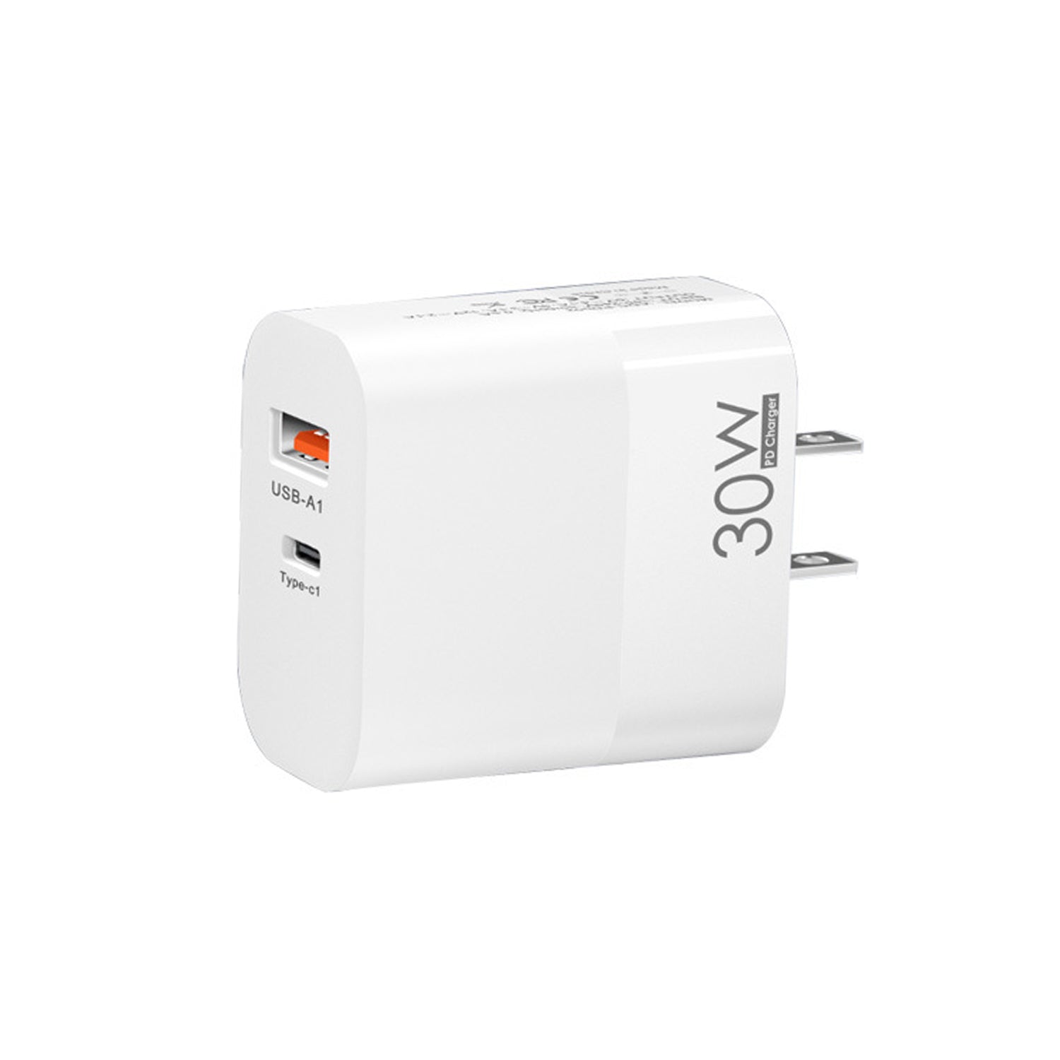 30W Dual Port (USB-A+ PD Type-C) Multifunctional Fast Charging Adapter Compatible With iPhone 15 Series-White