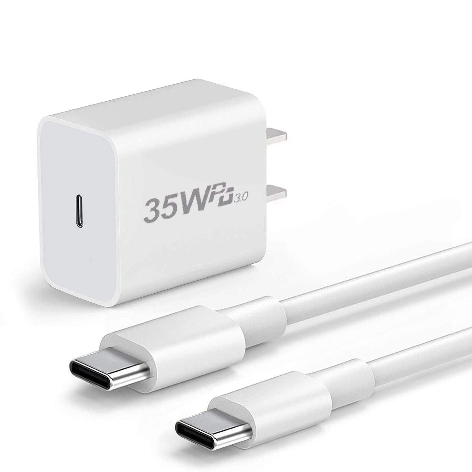 35W USB C Fast Charger for iPhone 15/15 Plus/15 Pro/15 Pro Max USB C to C Charging Cable-White