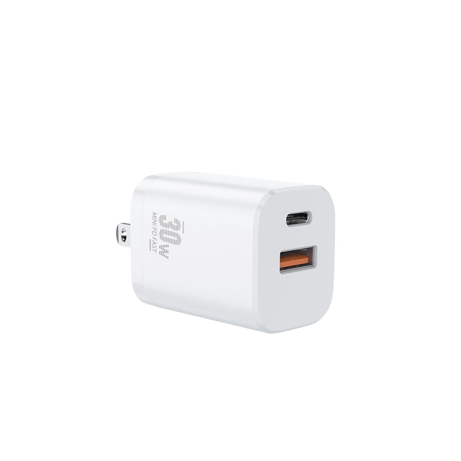 30W PD 2 port (USB 3.0 +PD) is used for Fast Charging Adapter Compatible With iPhone 15 Series-White
