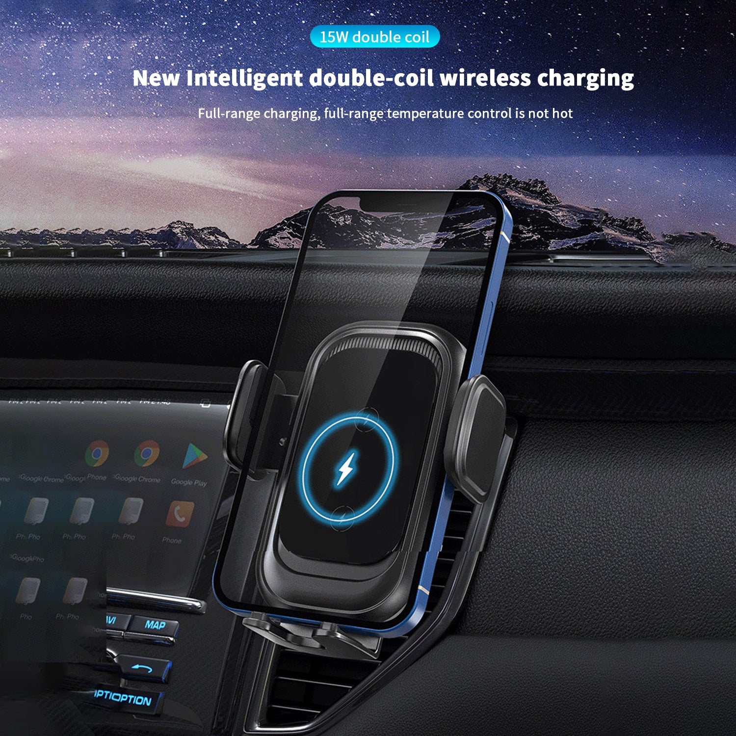 Car-mounted intelligent sensing wireless quick charge -Black
