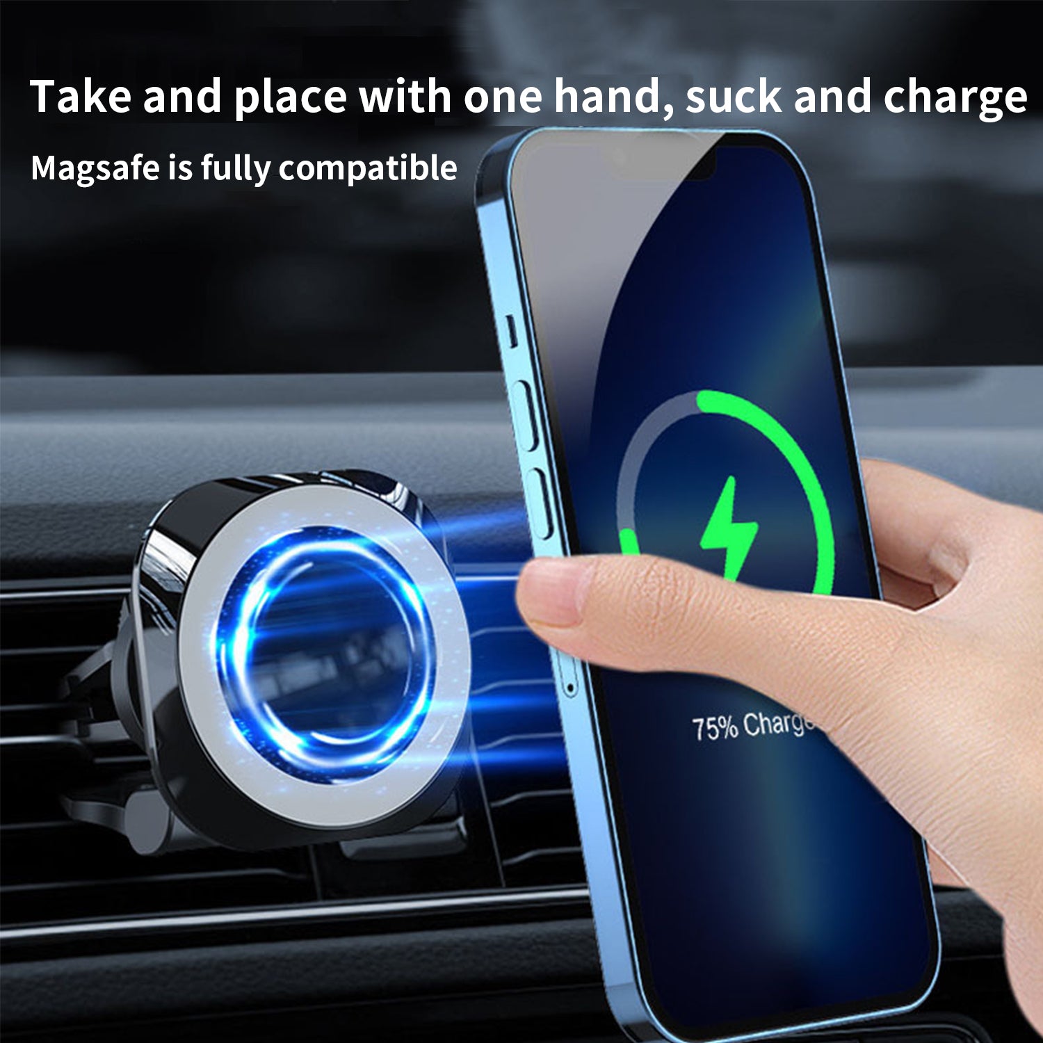 Magsafe Magnetic Car Wireless Charger Holder-Black