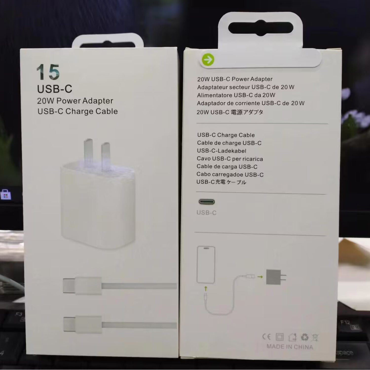 20W USB C Fast Charger for iPhone 15/15 Plus/15 Pro/15 Pro Max USB C to C Charging Cable-White