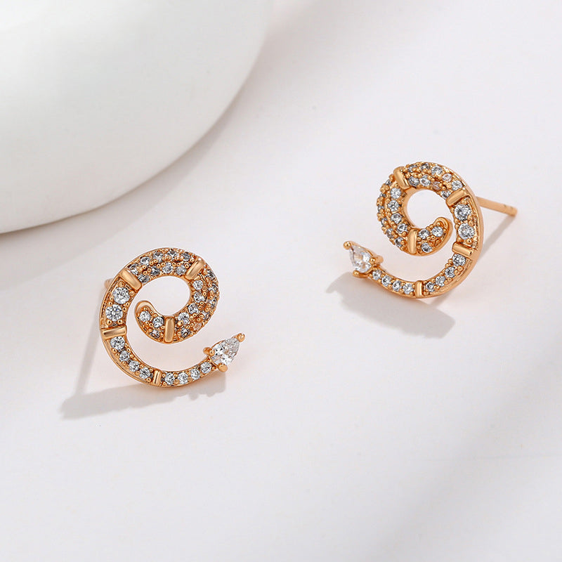 Small Snake Personalized and Minimalist Design Cold Wind Snake shaped Earrings(X000461086)-Gold