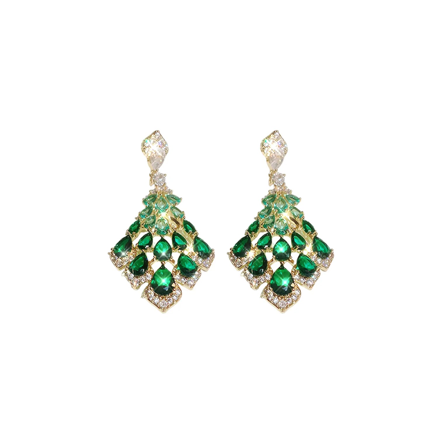 French fashion earrings(HE11760HE11861HE11914)-Diamond Feather