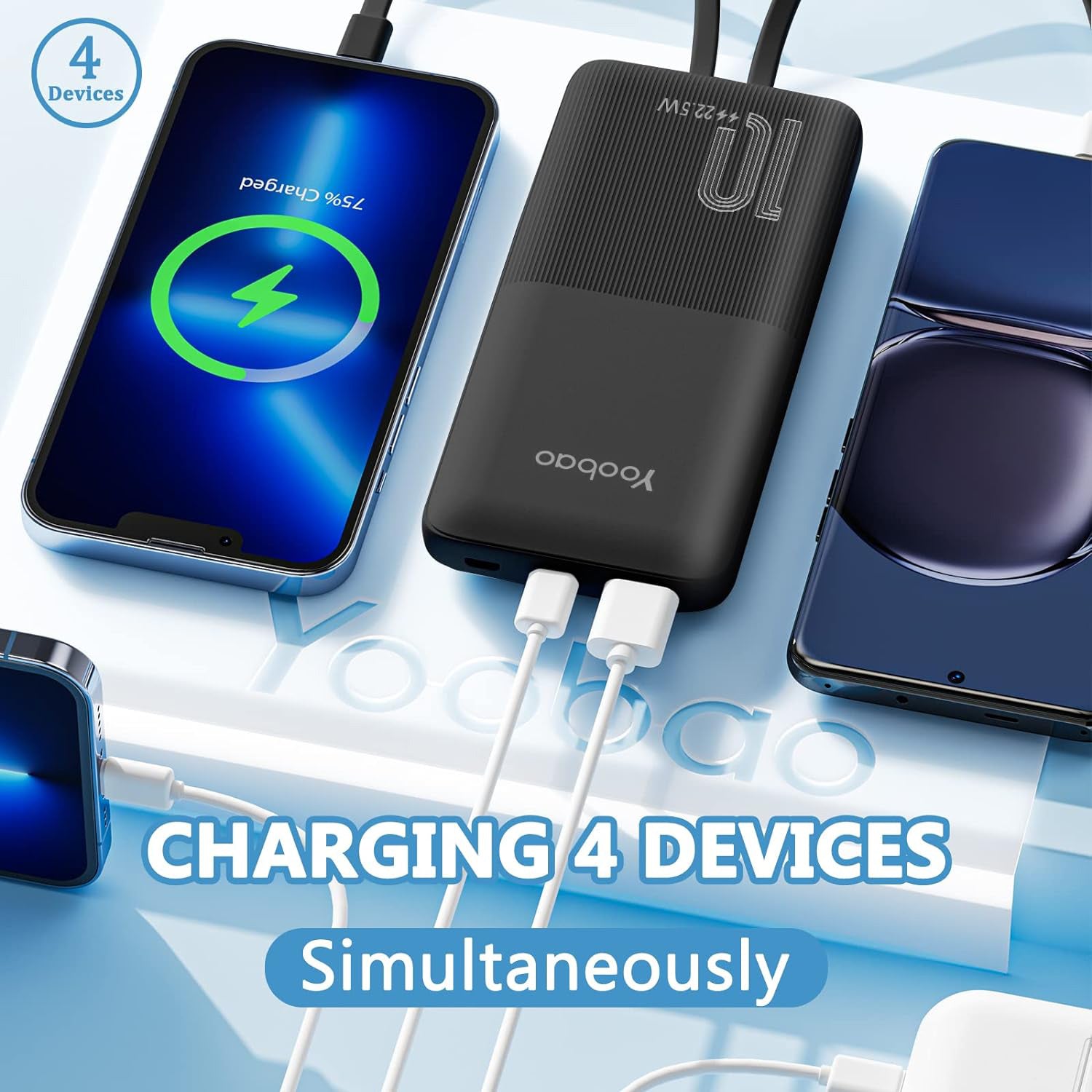 10000MAH Super fast charging power bank with its own cables