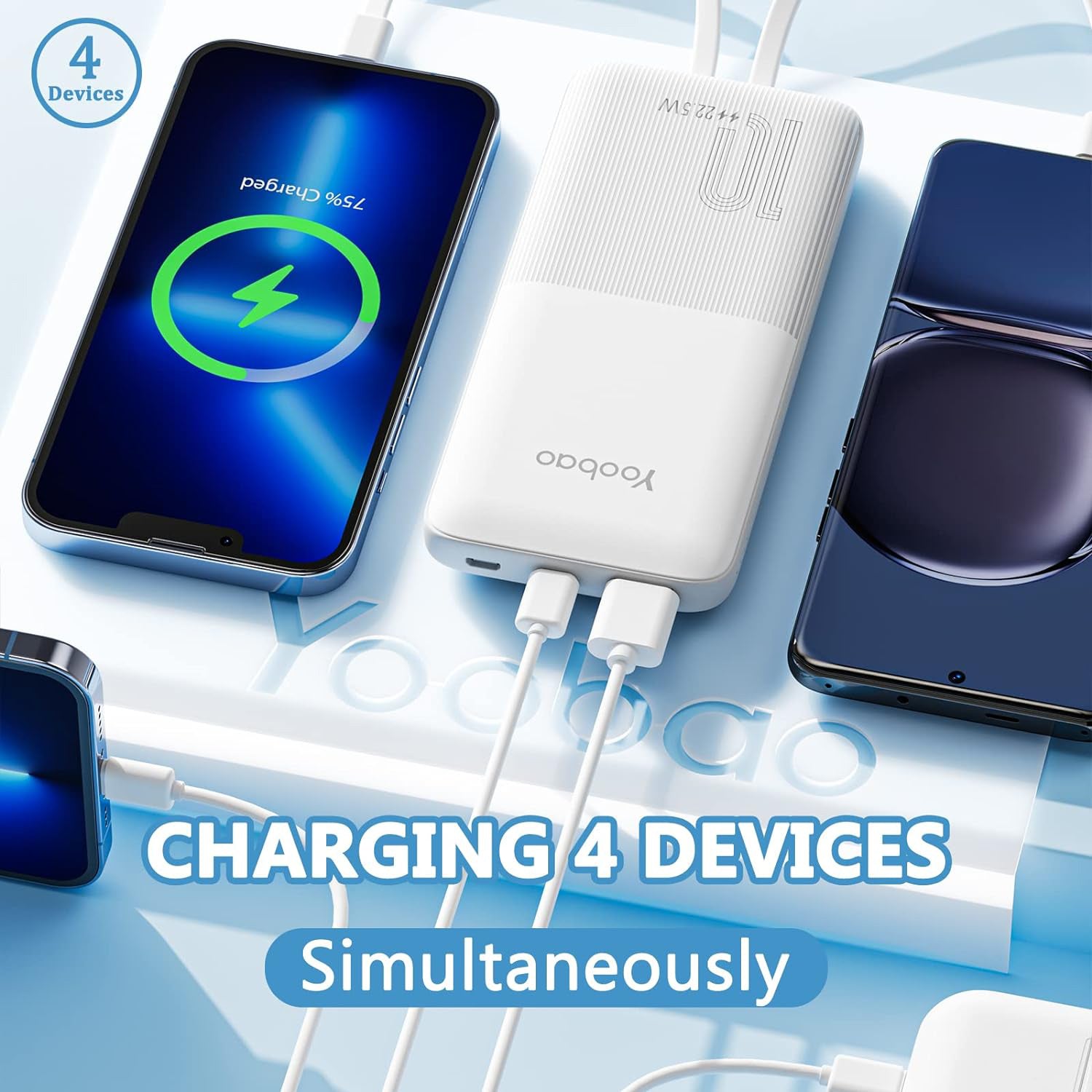 10000MAH Super fast charging power bank with its own cables