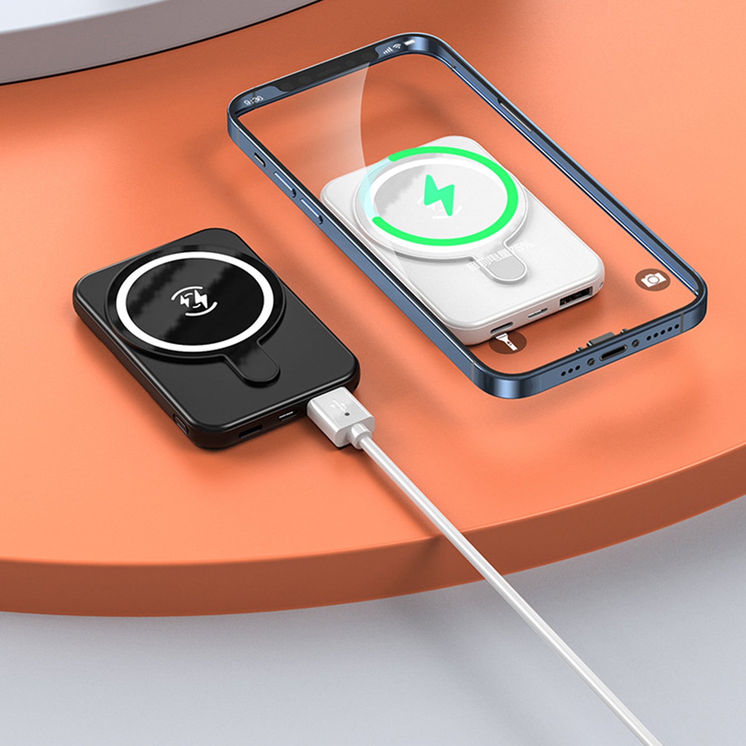 5000mAh  portable magnetic Magnetic absorption wireless charging bank
