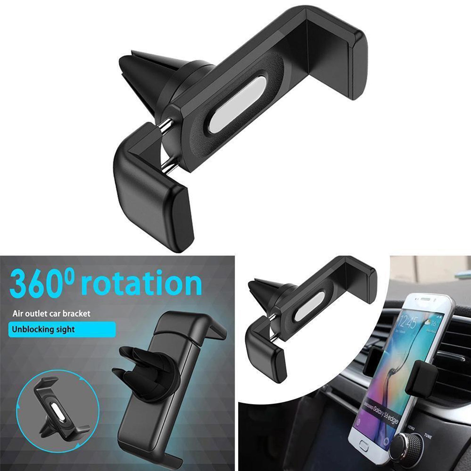 Universal  Air Vent Car Phone Holder Mount Power Clip Dashboard Stand