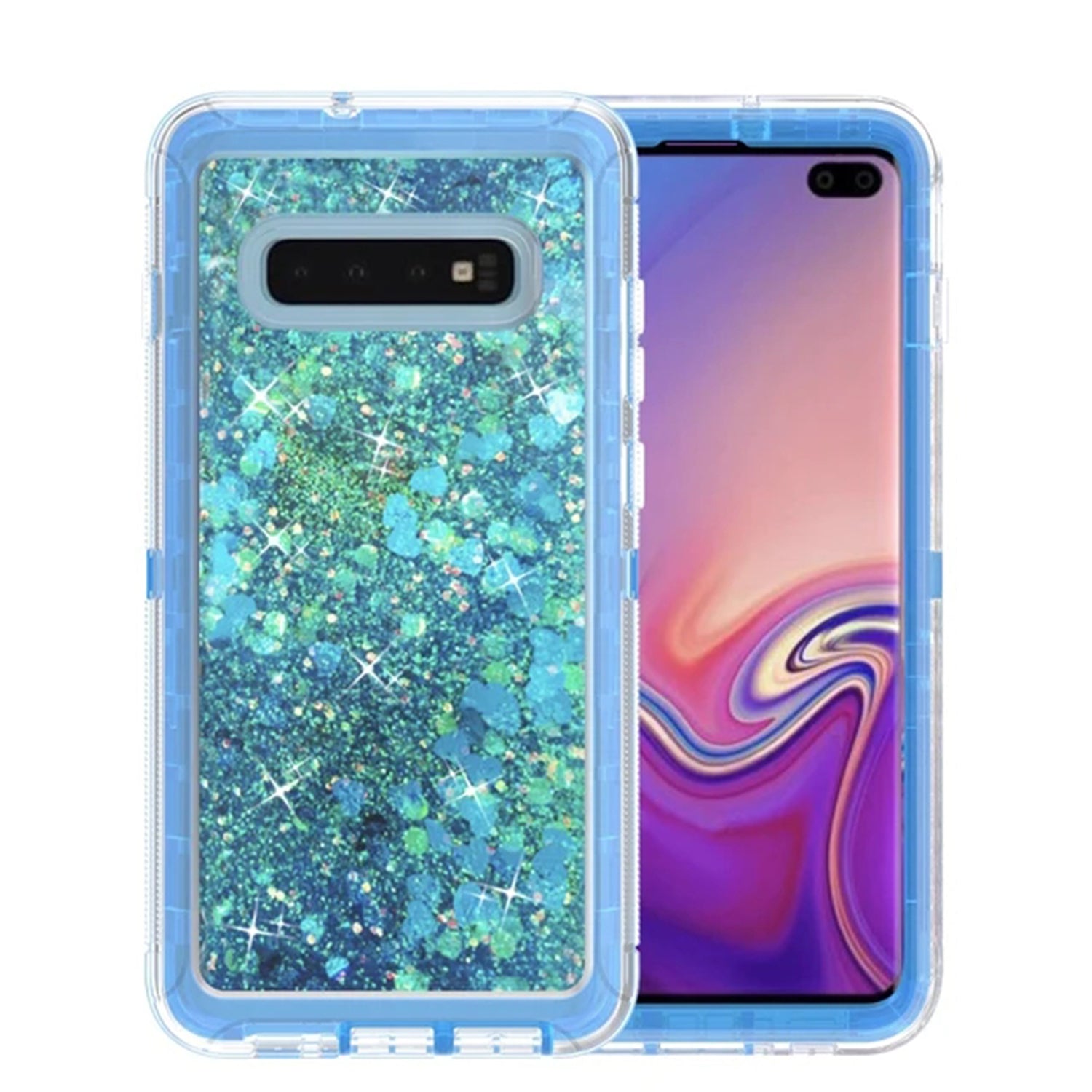 Transparent Floating Glitter Heavy Duty Case for Galaxy S10 Plus (6.4")