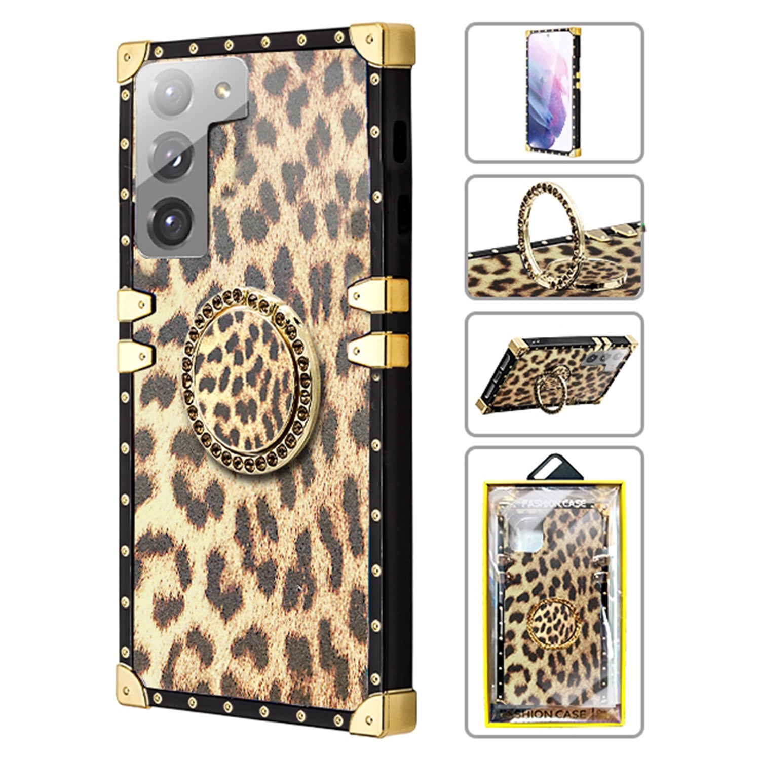 Samsung Galaxy S21 (6.2") TPU Luxury Leopard Print Fashion Case with Kickstand