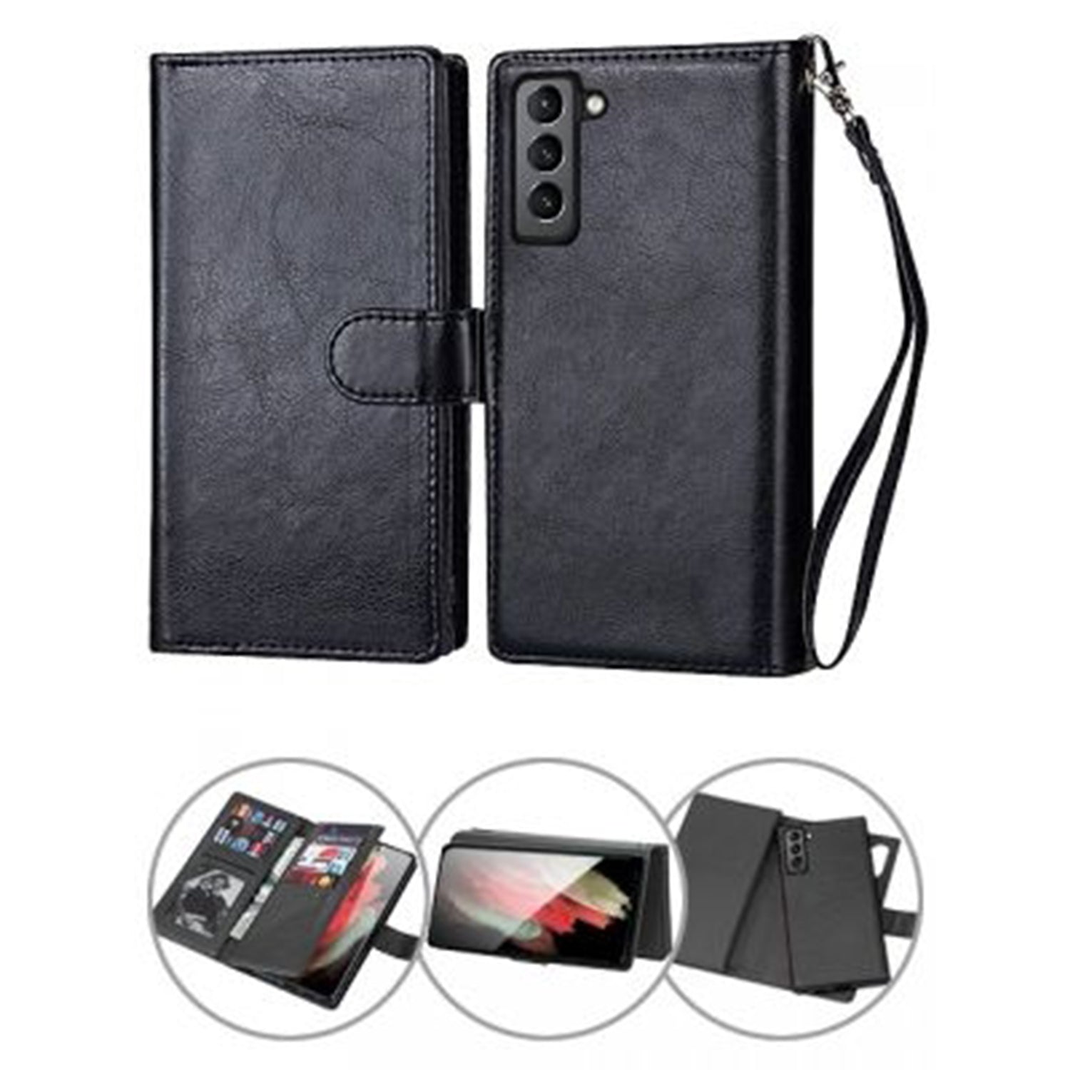 Samsung Galaxy S23 2 IN 1 Leather Wallet Case with 9 Credit Card Slots and Removable Back Cover