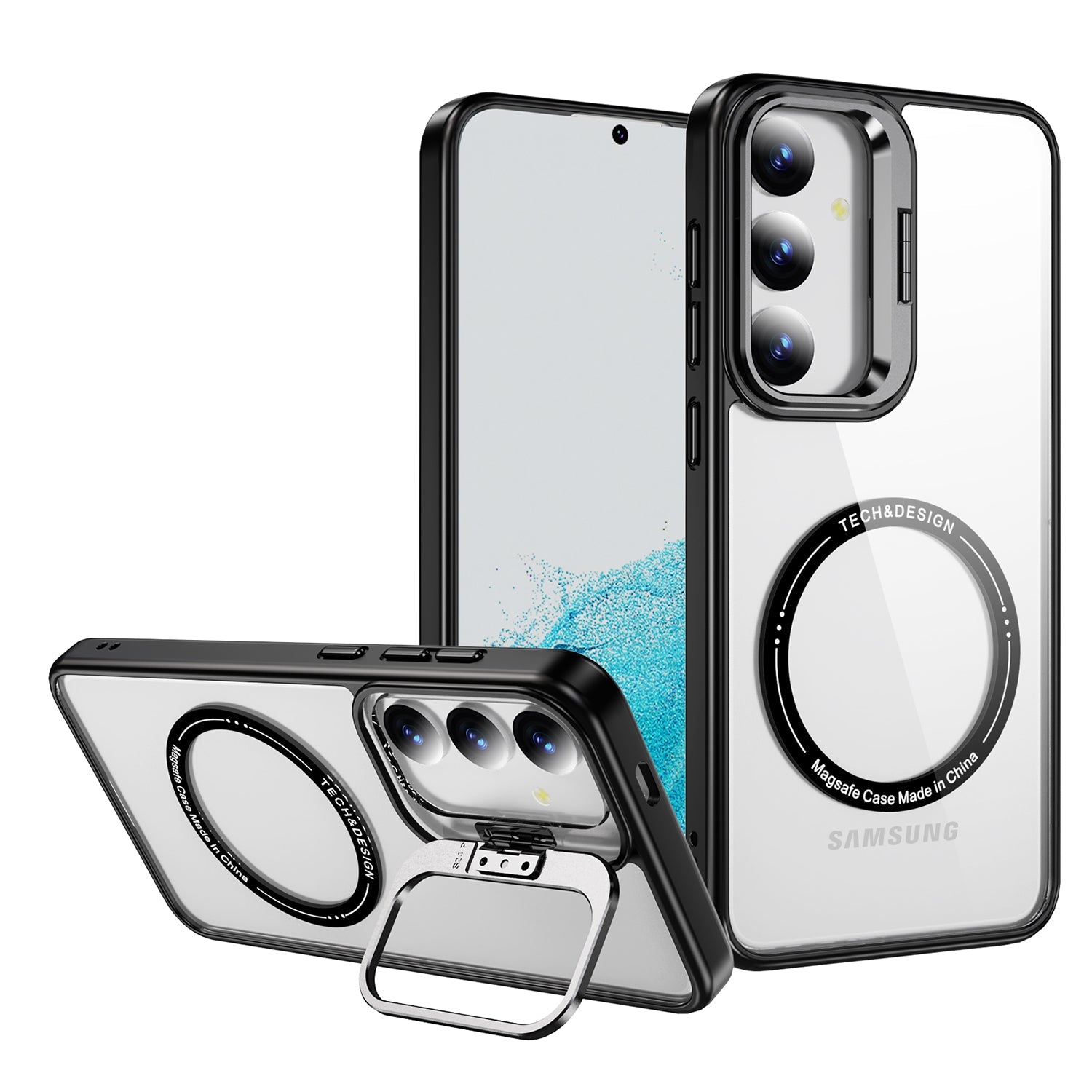 Samsung Galaxy S24 Plus Rotating Metal Frame Magnetic Phone Case