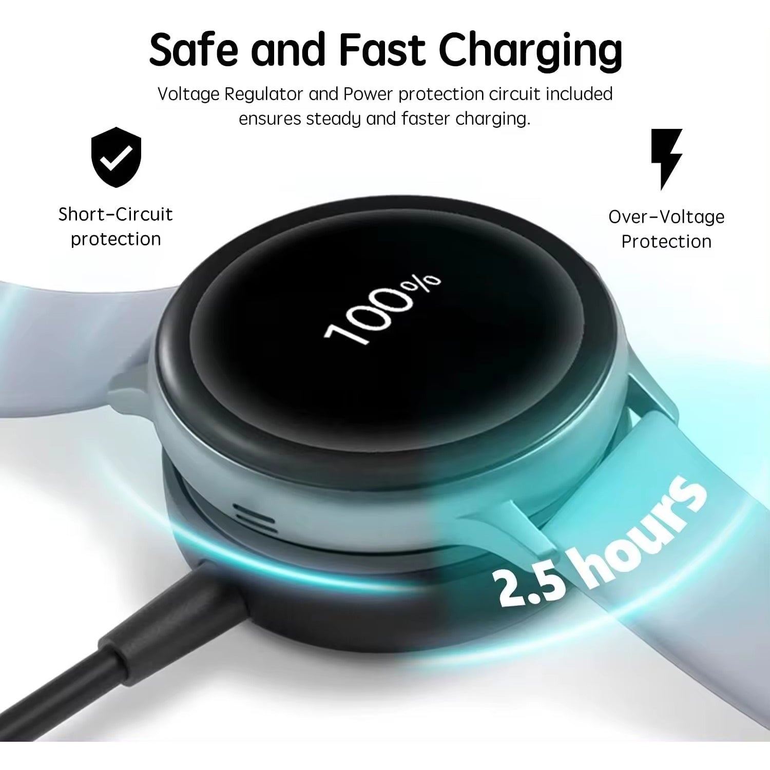 Samsung Galaxy Watch 3/4/watch 5 Pro Watch Type-C Cable Magnetic Wireless Charging Cradle Dock Adapter-Black