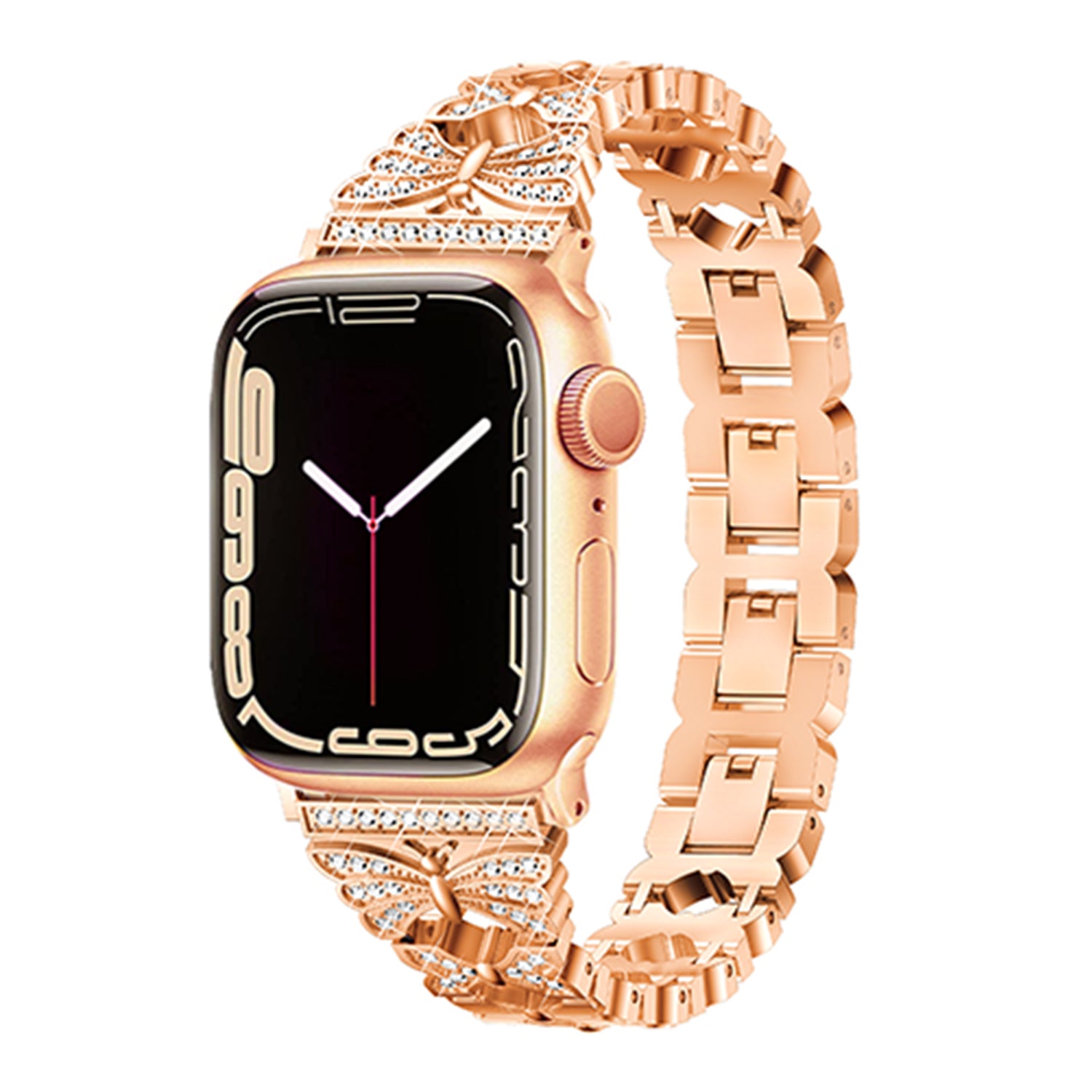 38/40/41mm Apple Watch SE Series7/6/5/4/3/2/1 Bling diamond Metal Strap Lady's Replacemnet Band with Butterfly Folding Clasp