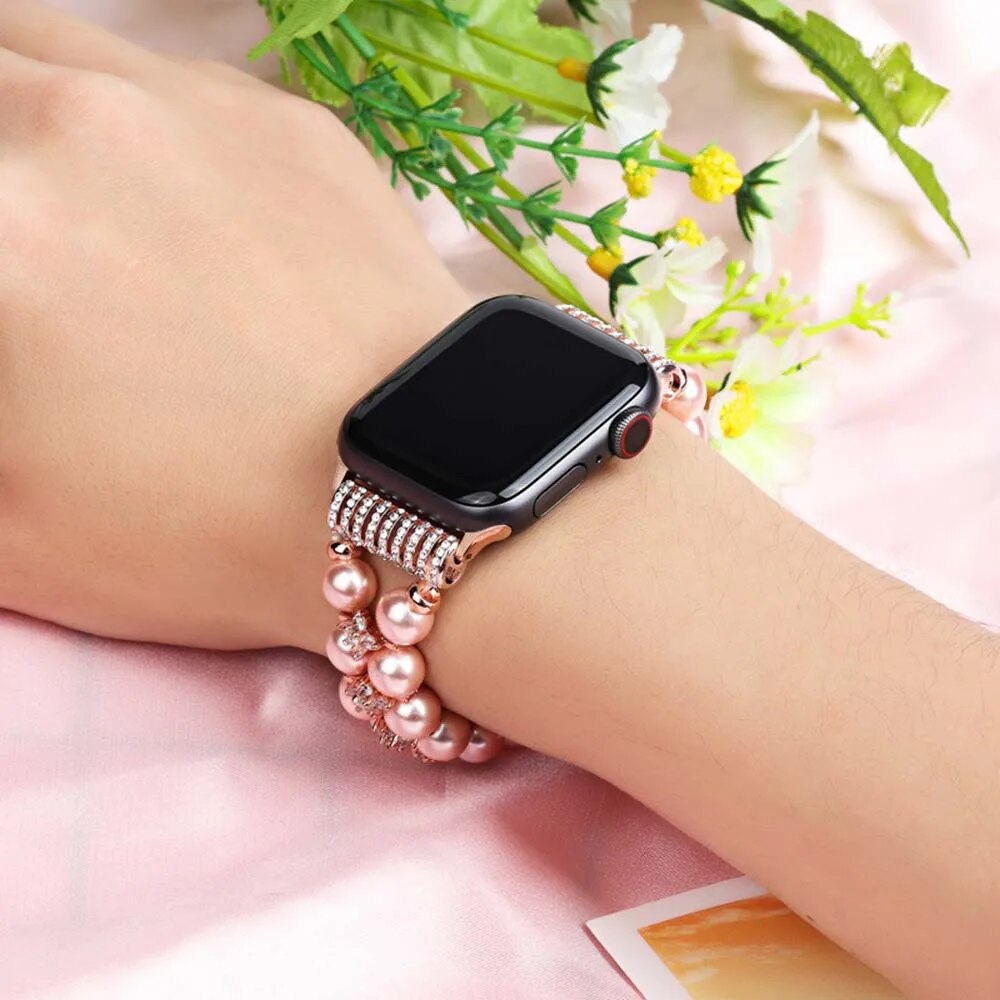 38/40mmShiny elastic beaded rhinestone bracelet for Apple Watch series SE /6/ 5/ 4 /3/ 2/1 /