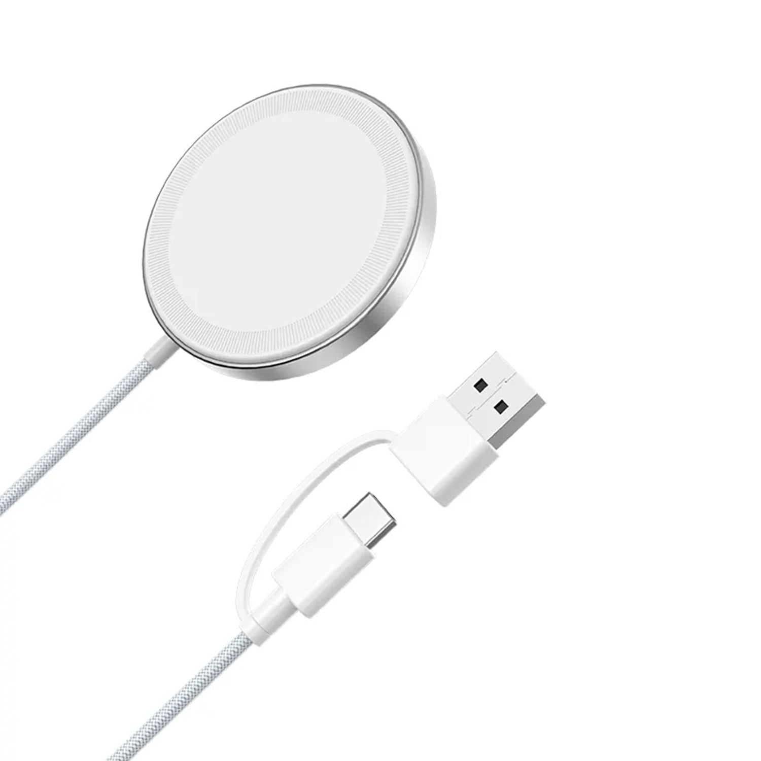 3 in 1 MagSafe Wireless Charging Cable USB and Type-C Ports Compatible with iPhone 15/14/13/12 Series-White