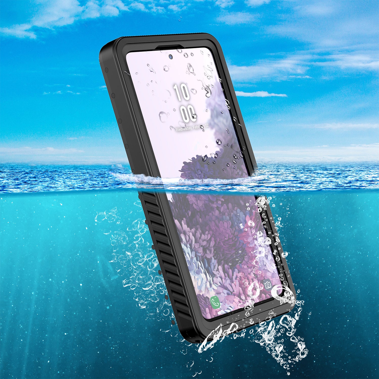 Samsung Galaxy S20 FE 360 Full Protective Waterproof Case with Built-in Screen Fingerprint Protector -Black