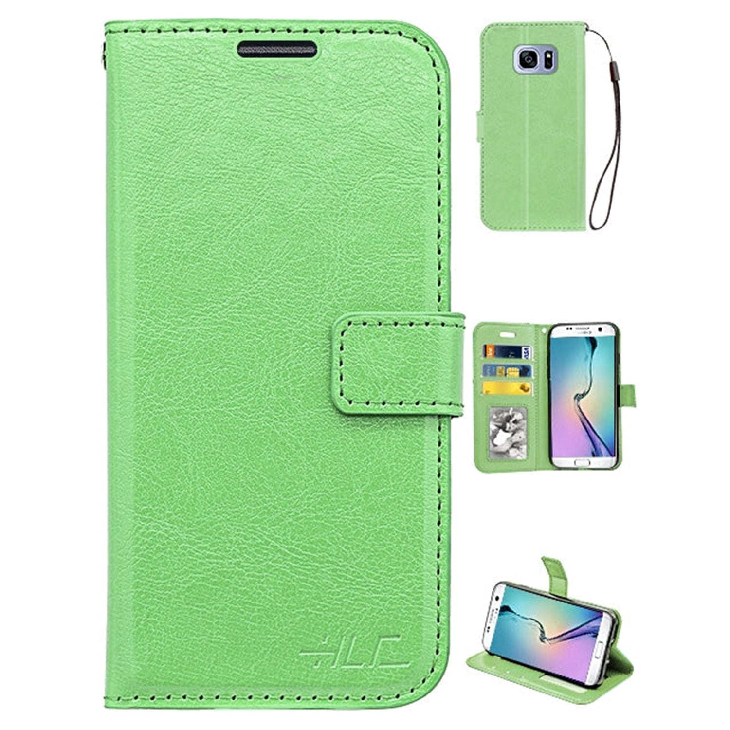 Real Plain Leather Wallet Case for Galaxy S7 Edge